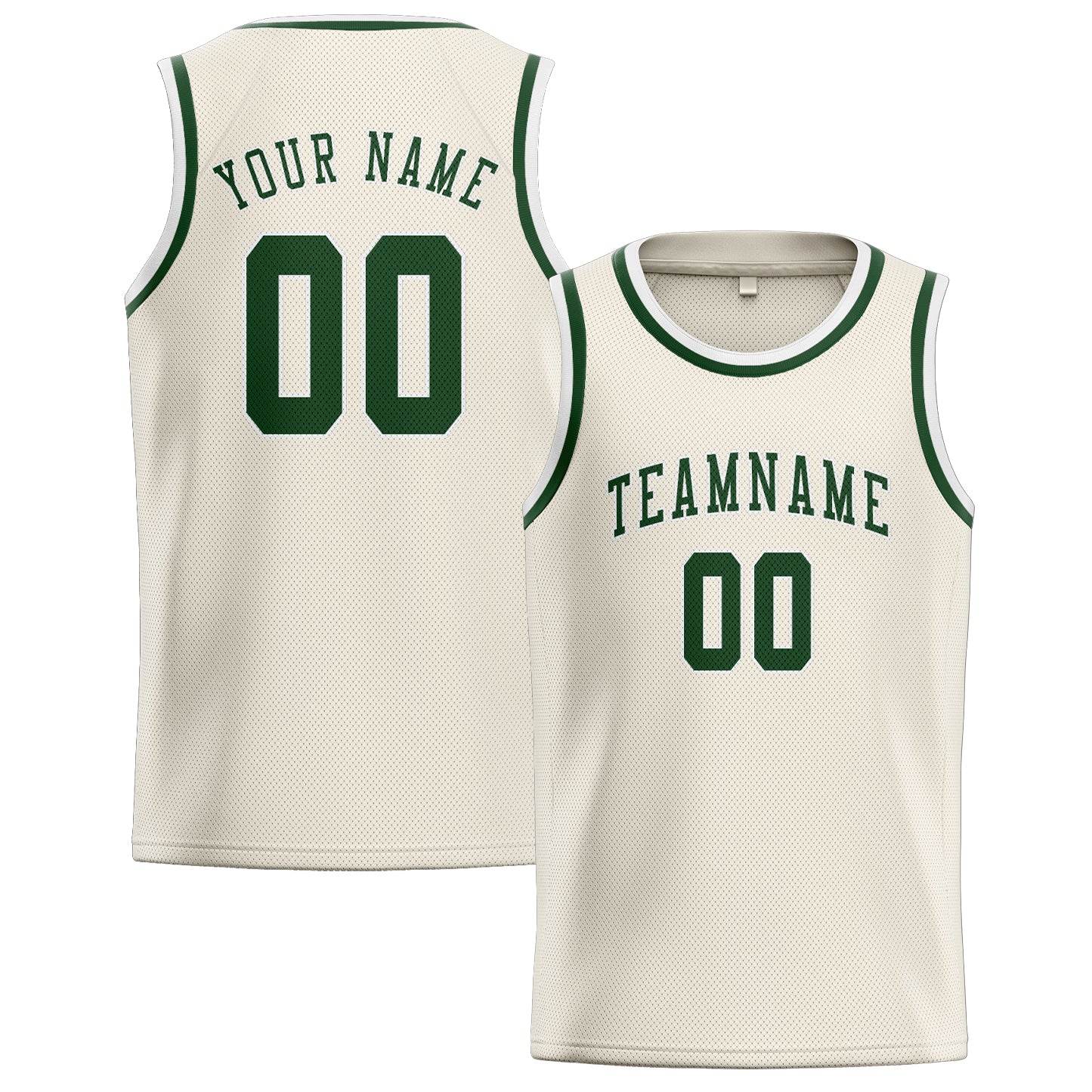 Benutzerdefiniertes Professionelles Beige Tannengrün Basketballtrikot