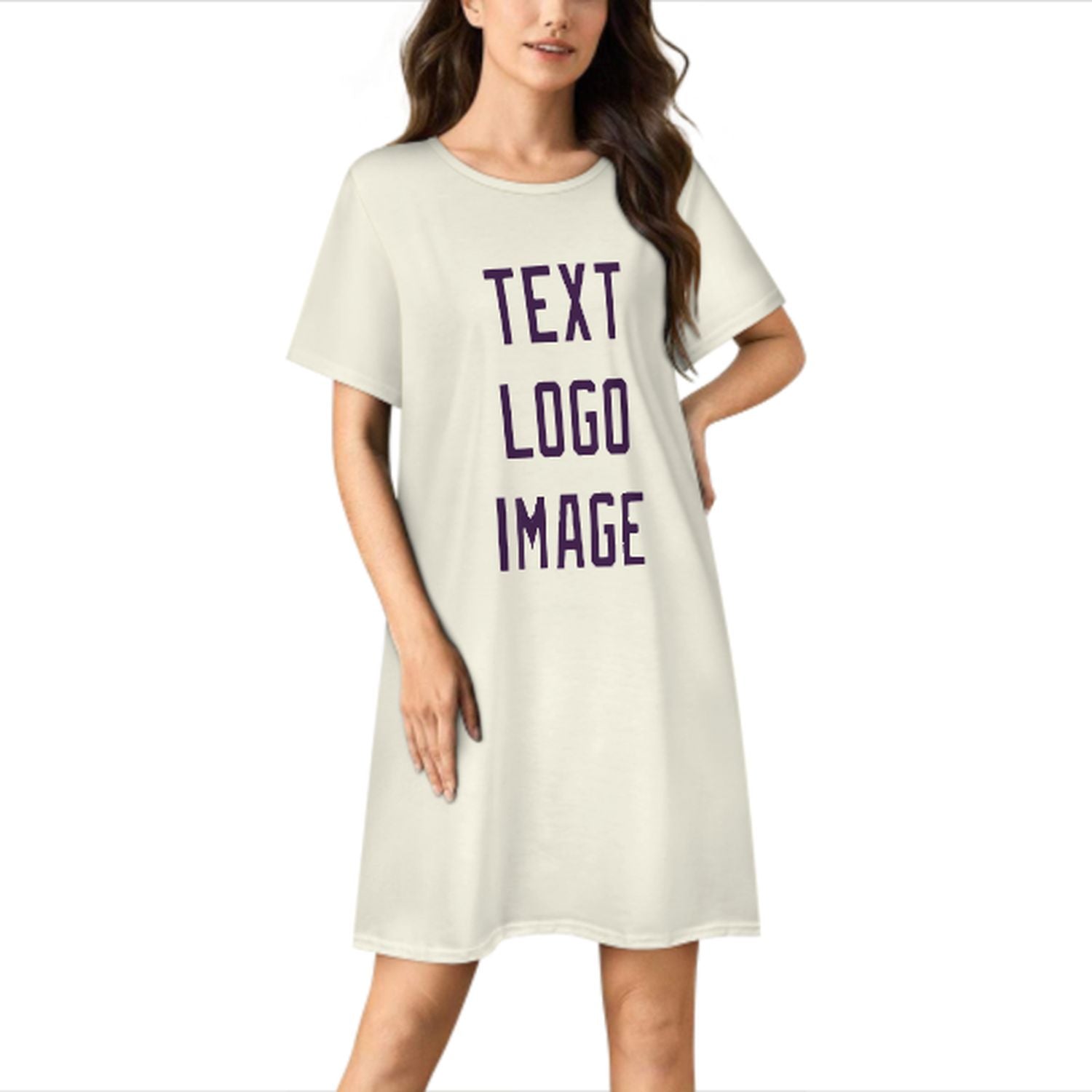 Maßgeschneidertes Beige Lila Nachthemd