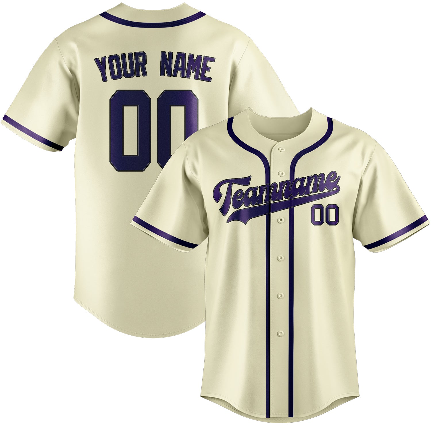 Benutzerdefiniertes Professionelles Beige Lila Baseballtrikot