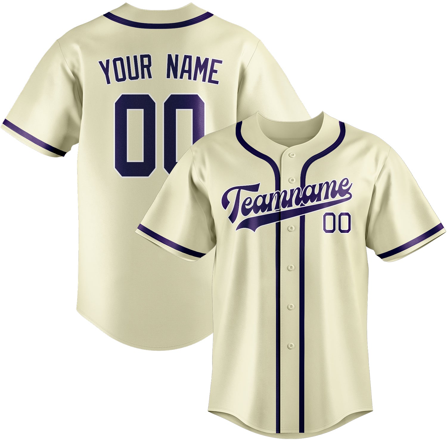 Benutzerdefiniertes Professionelles Beige Lila Baseballtrikot