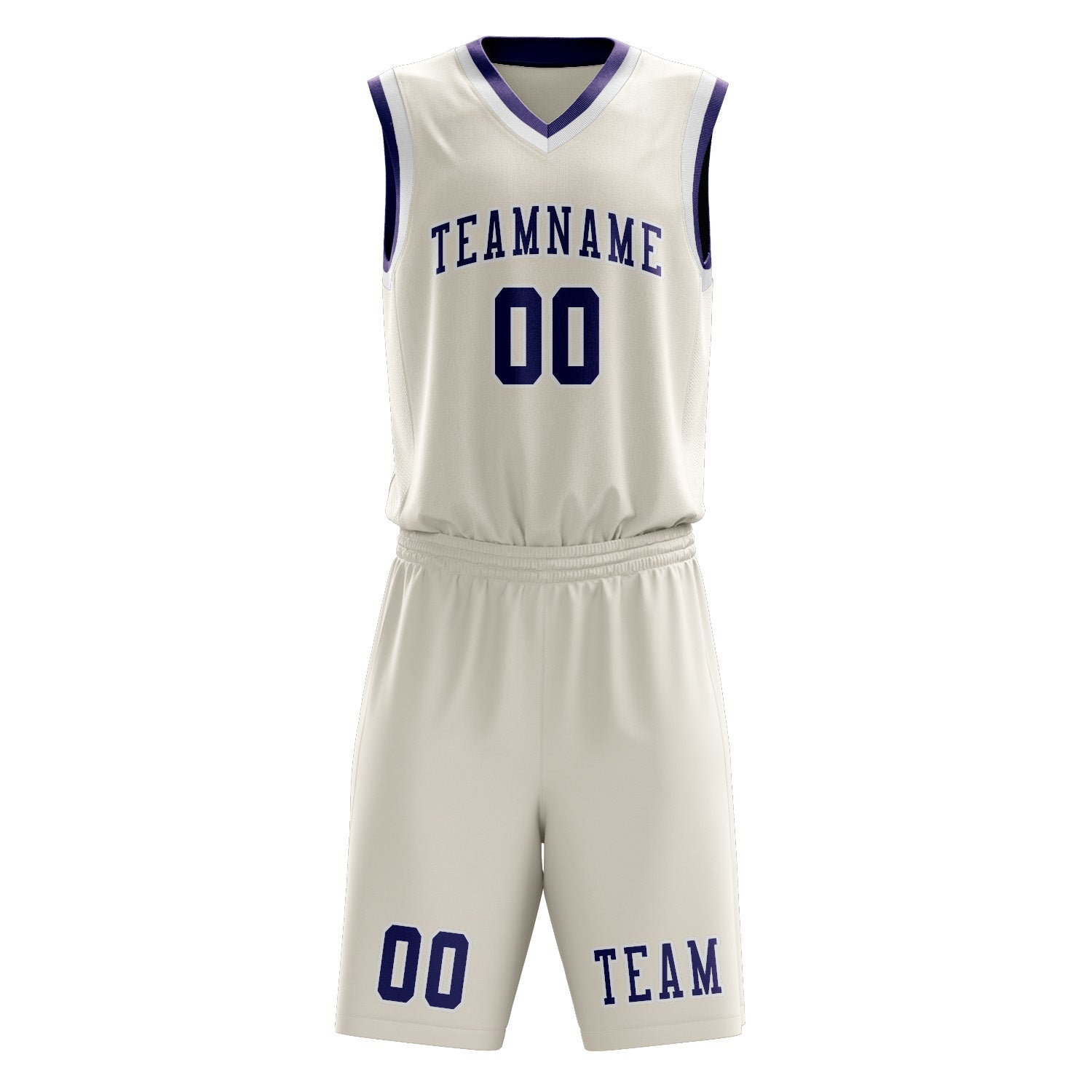 Benutzerdefiniertes Professionelles Beige Lila Basketballtrikot-Set
