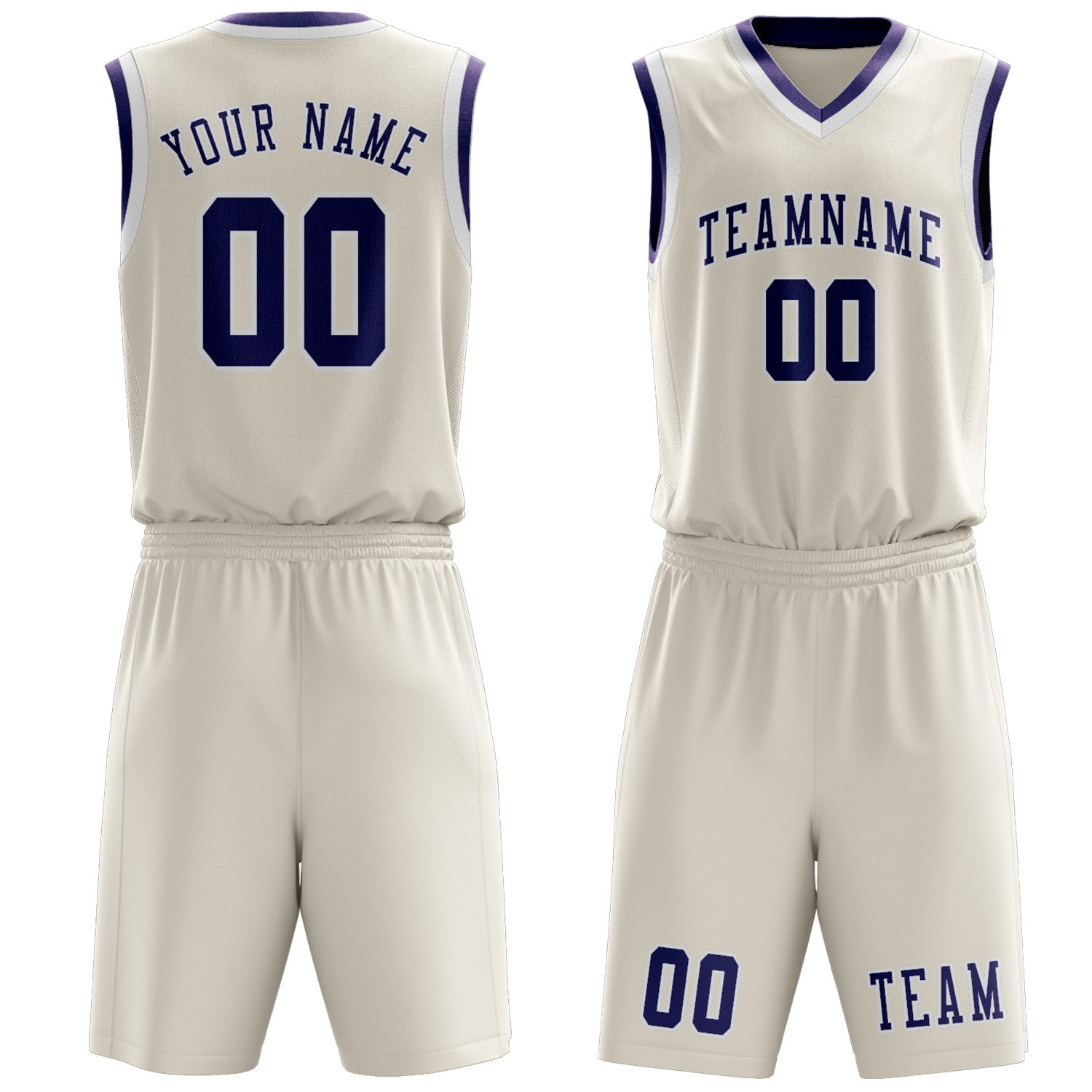 Benutzerdefiniertes Professionelles Beige Lila Basketballtrikot-Set