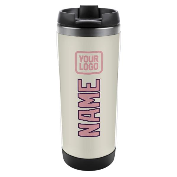 Tazza personalizzata in acciaio inossidabile beige rosa