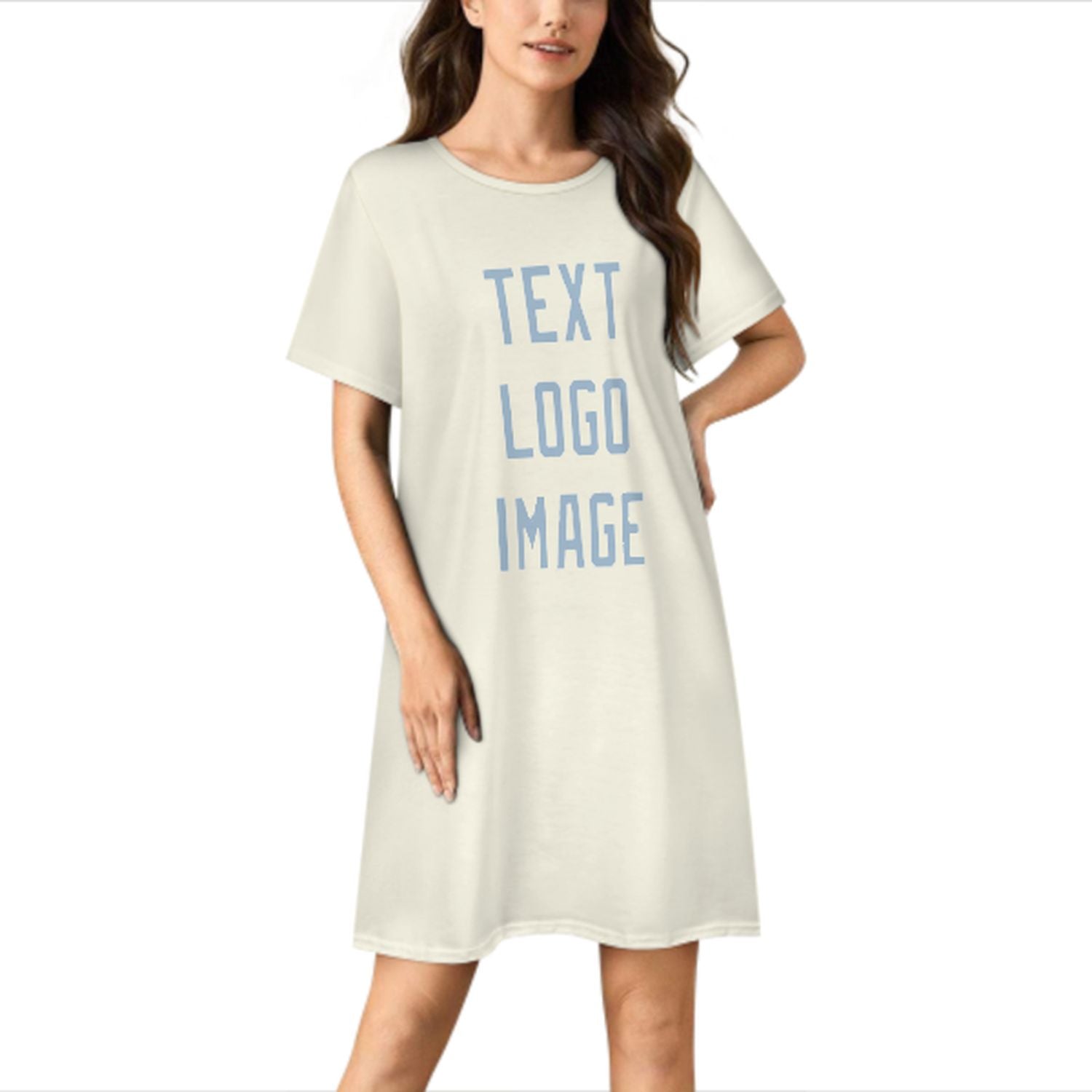 Maßgeschneidertes Beige Hellblau Nachthemd