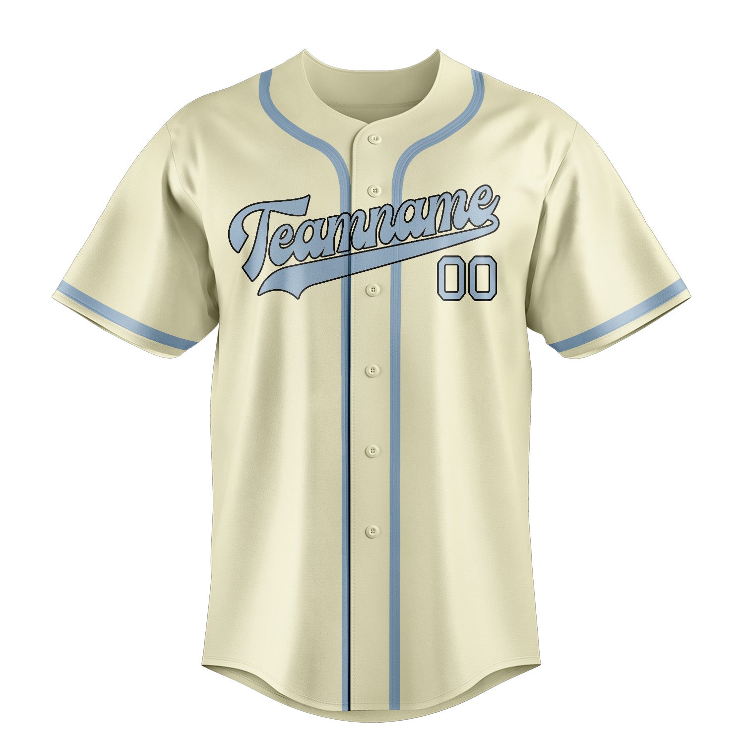 Benutzerdefiniertes Professionelles Beige Hellblau Baseballtrikot