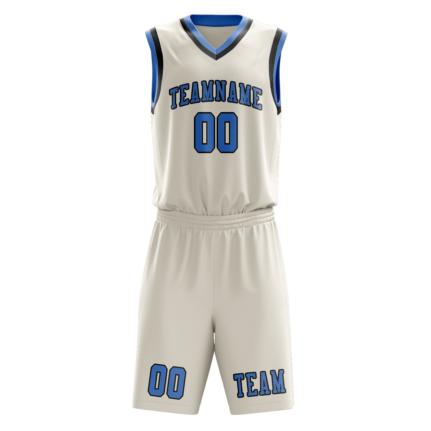 Benutzerdefiniertes Professionelles Beige Hellblau Basketballtrikot-Set
