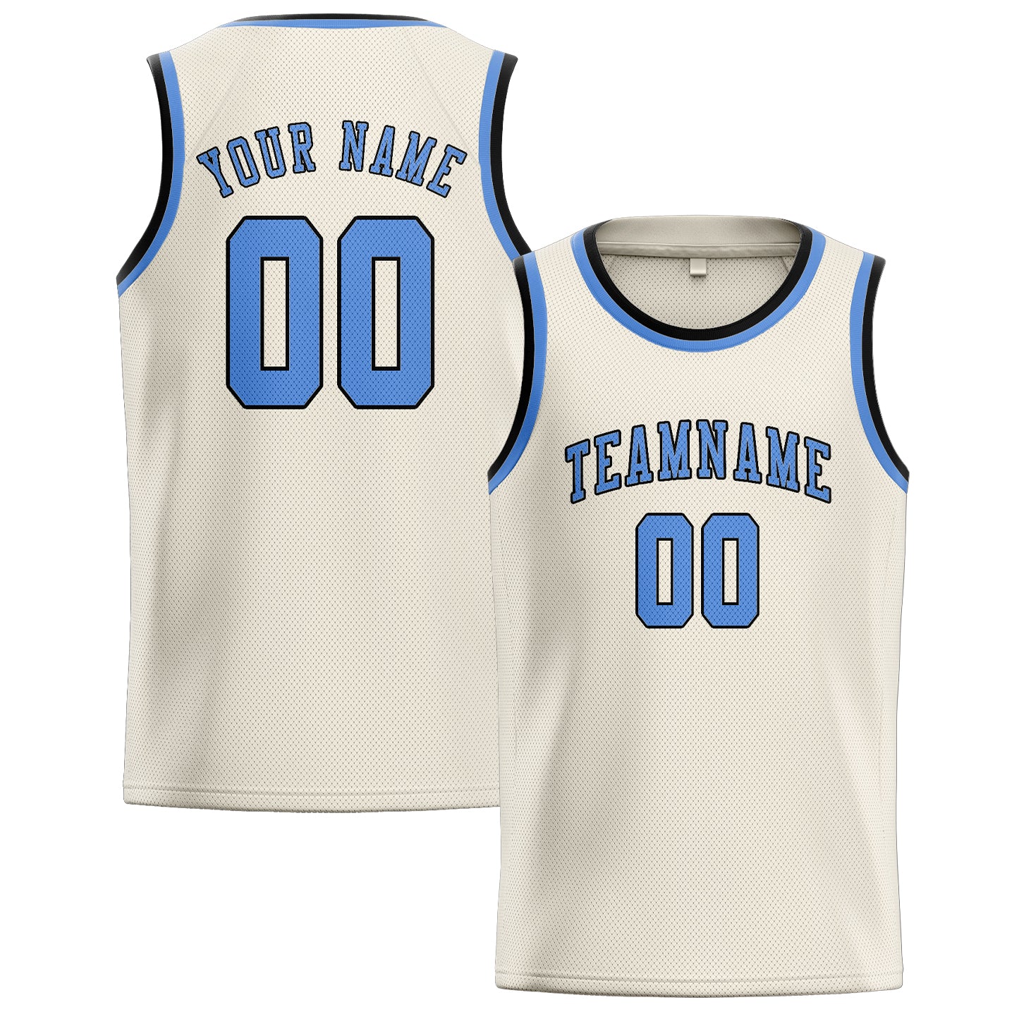 Benutzerdefiniertes Professionelles Beige Hellblau Basketballtrikot