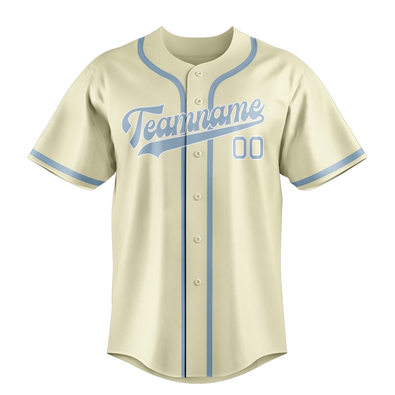 Benutzerdefiniertes Professionelles Beige Hellblau Baseballtrikot