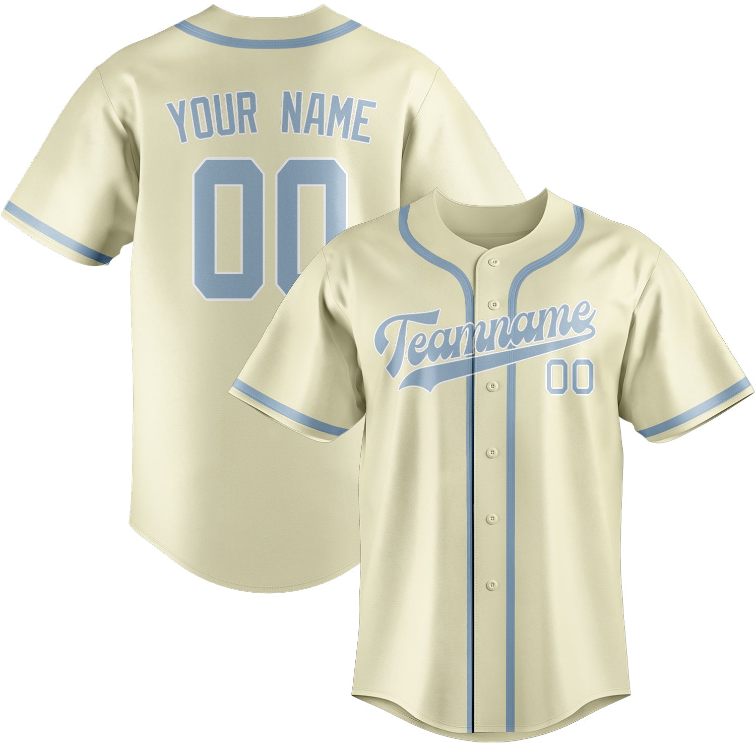 Benutzerdefiniertes Professionelles Beige Hellblau Baseballtrikot