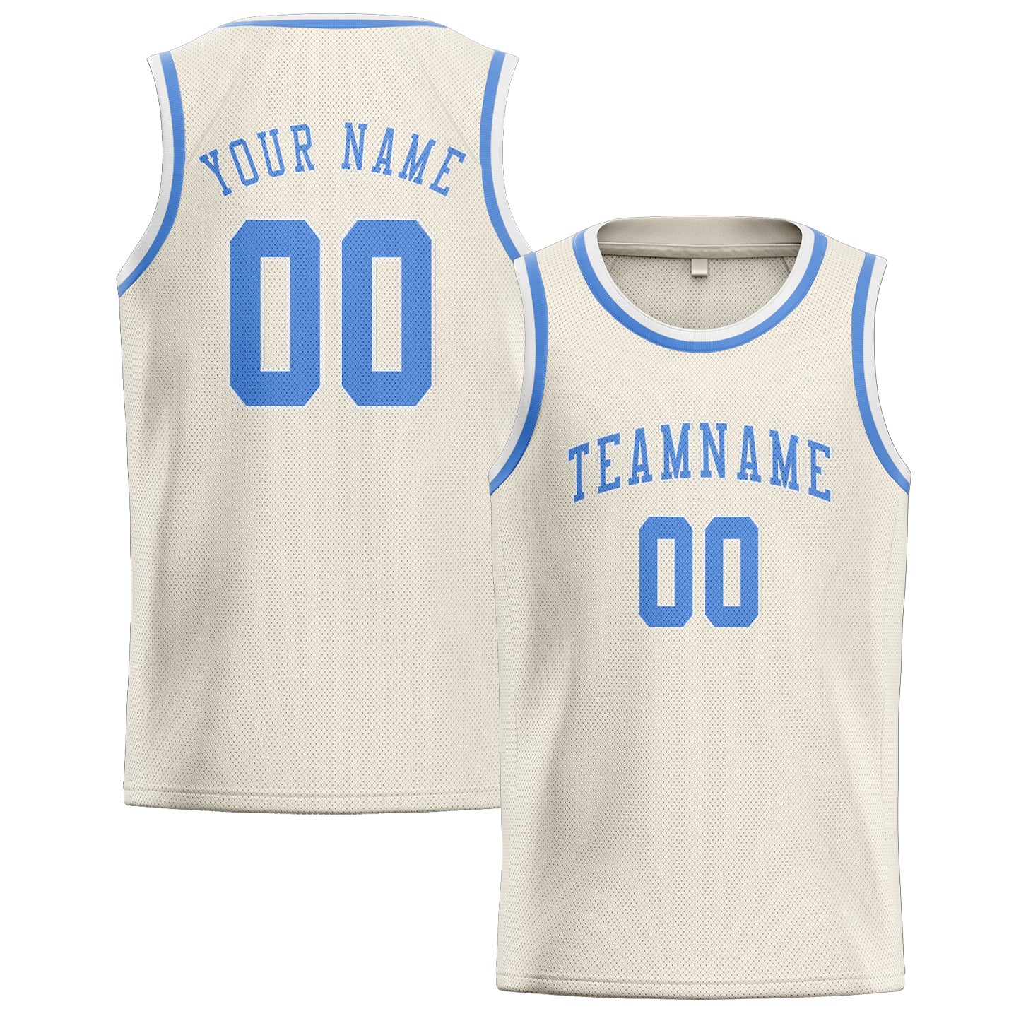 Benutzerdefiniertes Professionelles Beige Hellblau Basketballtrikot