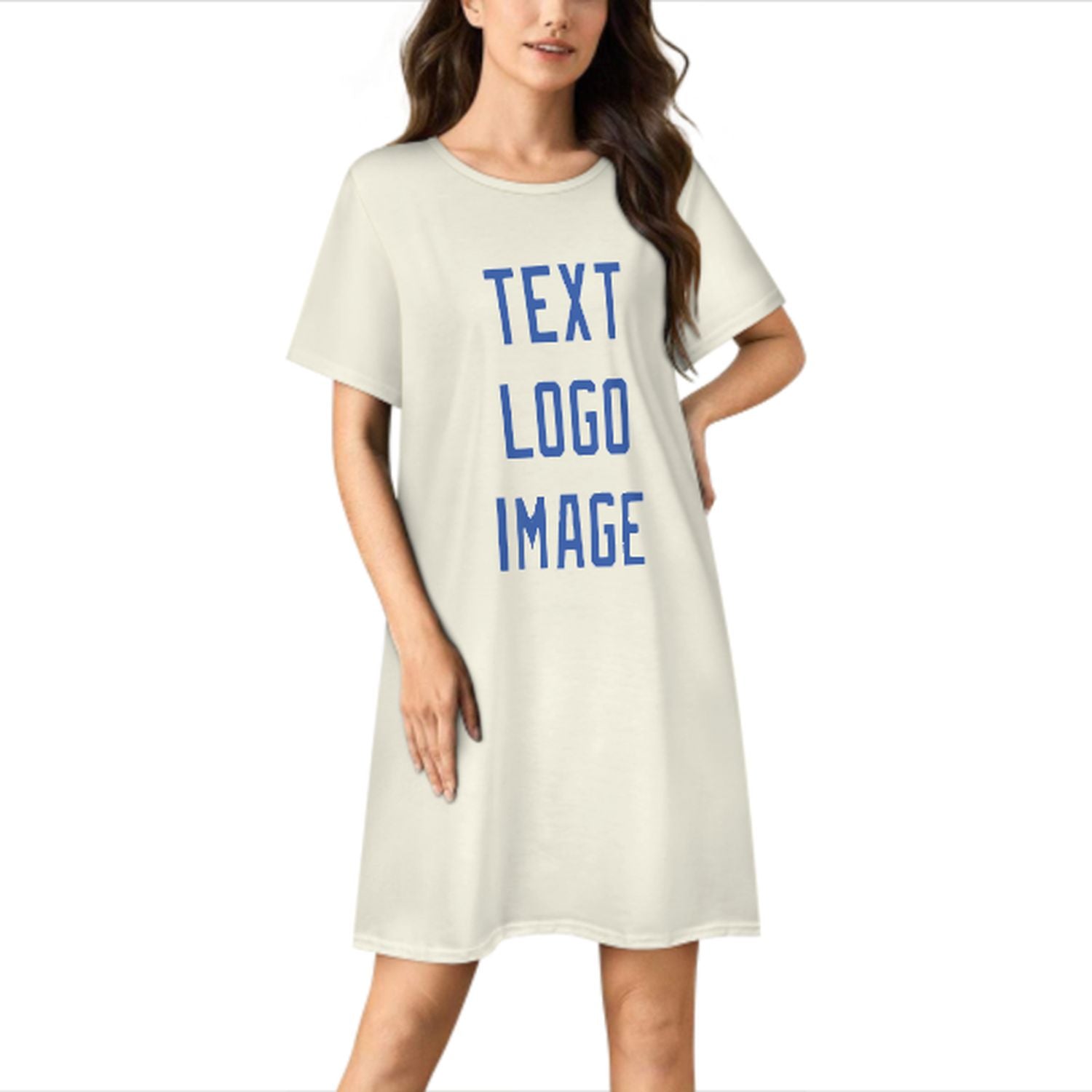 Maßgeschneidertes Beige Himmelblau Nachthemd