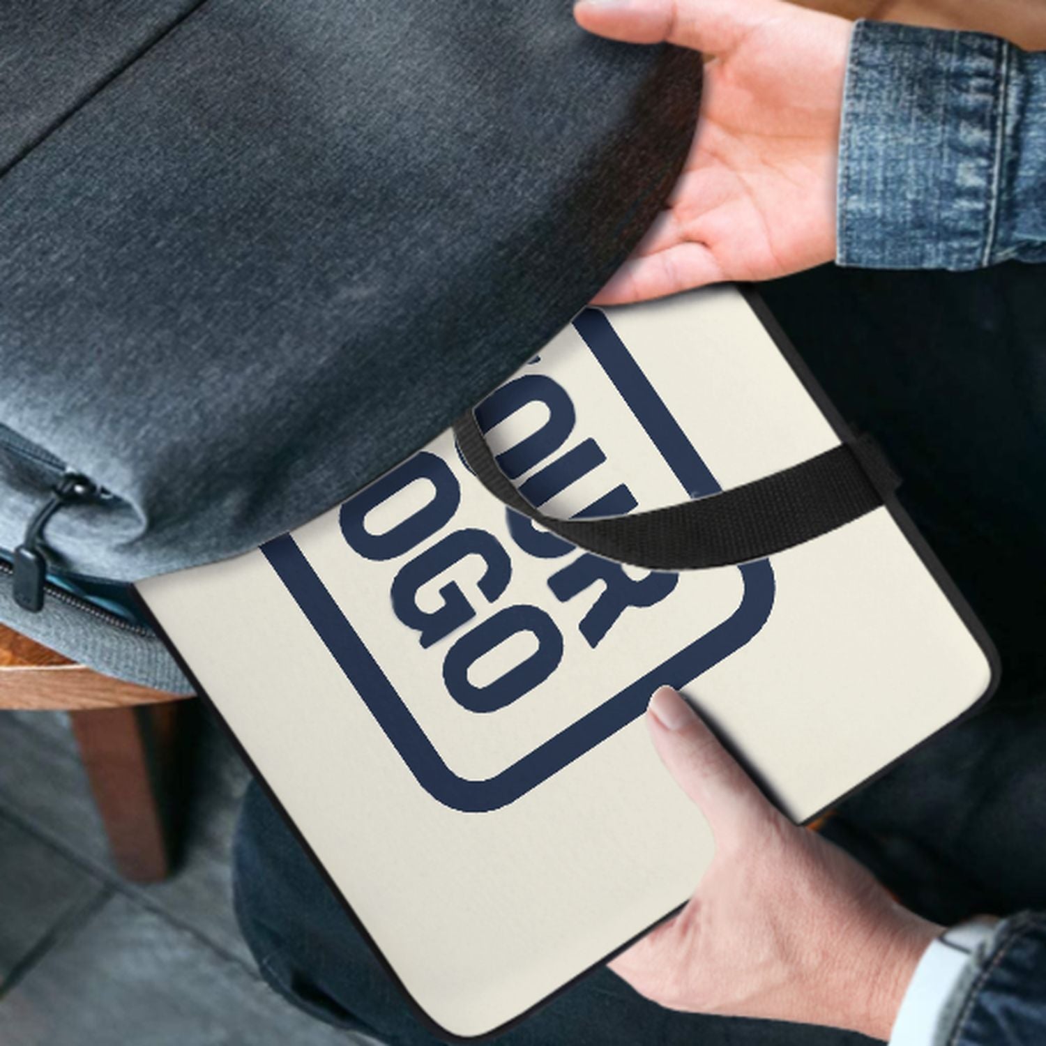 Maßgeschneidertes Beige Blue Laptop Tasche