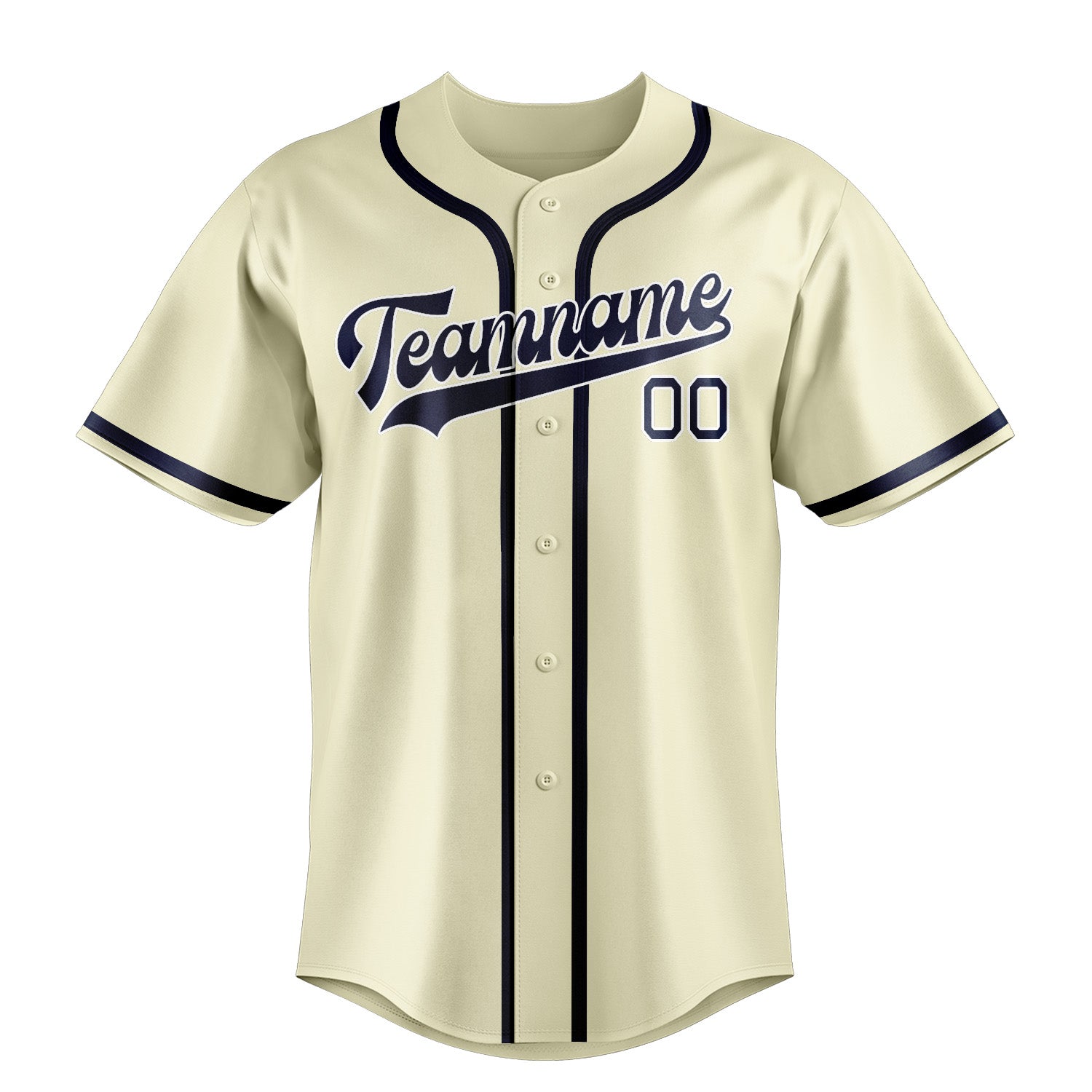 Benutzerdefiniertes Professionelles Beige Marineblau Baseballtrikot
