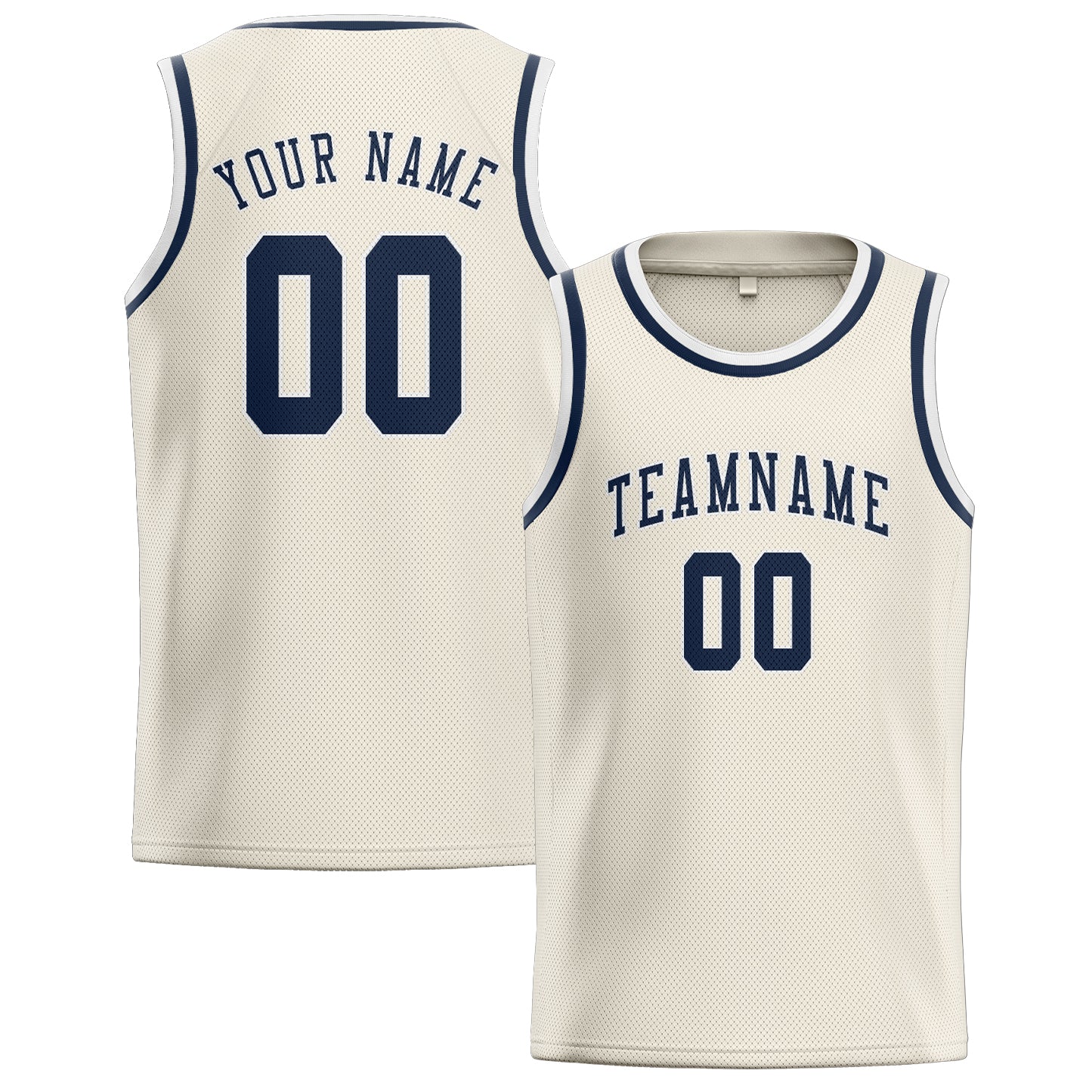 Benutzerdefiniertes Professionelles Beige Marineblau Basketballtrikot
