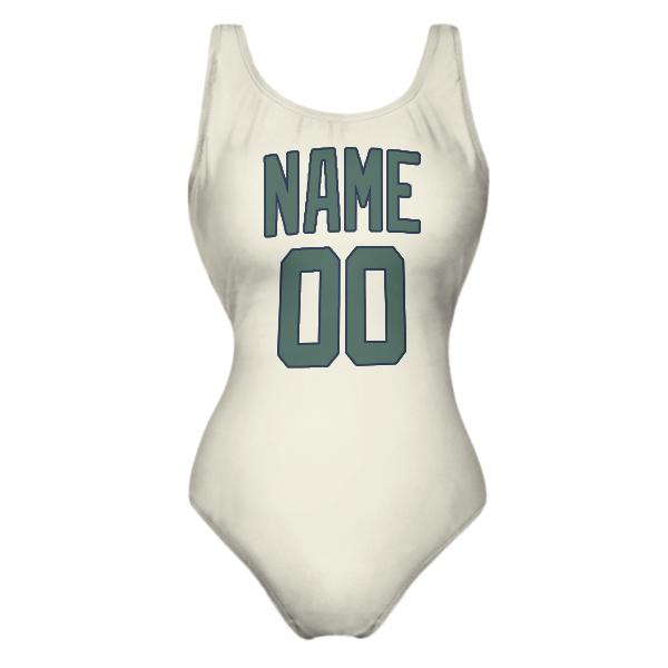 Maillot de bain beige sarcelle sur mesure