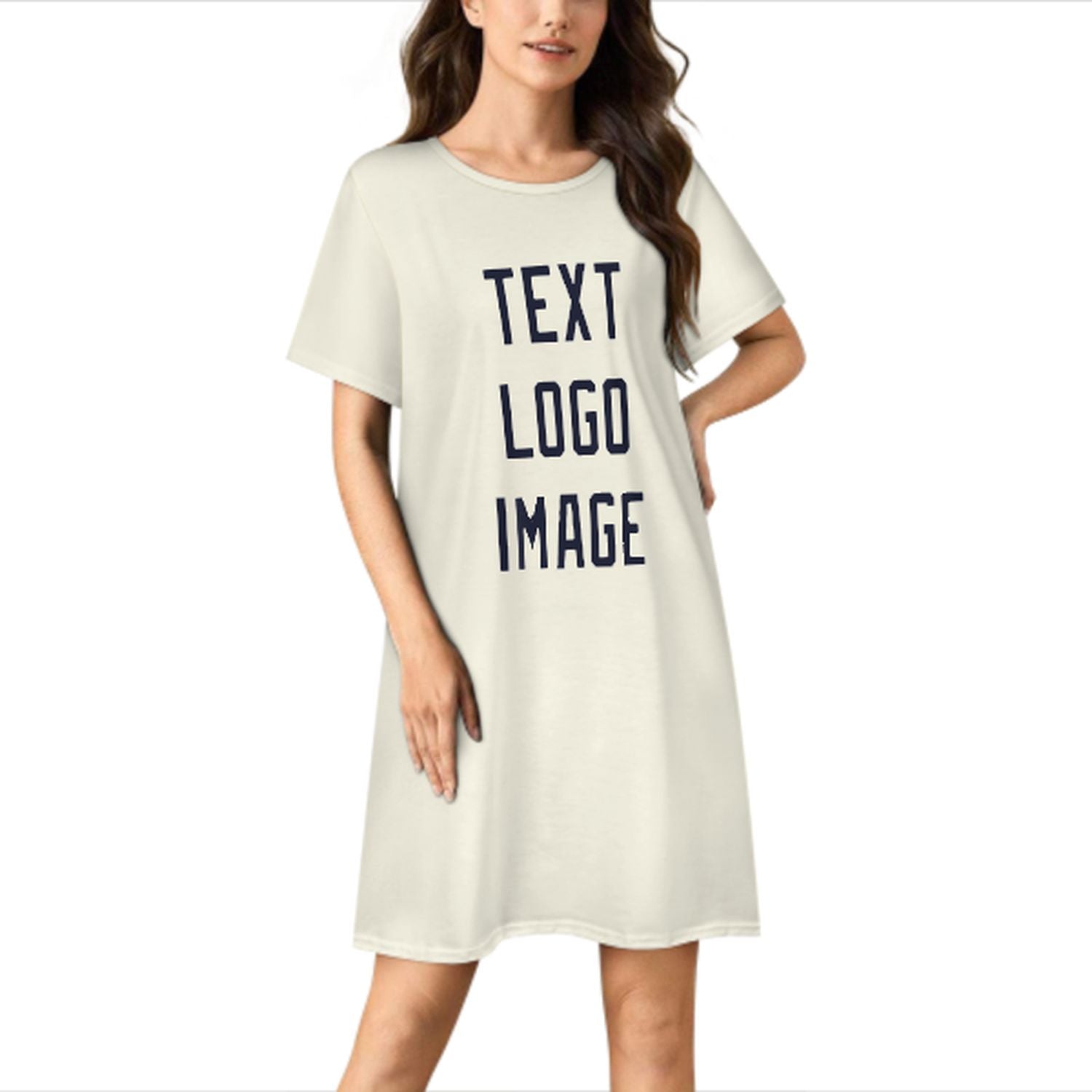 Maßgeschneidertes Beige Stahlblau Nachthemd