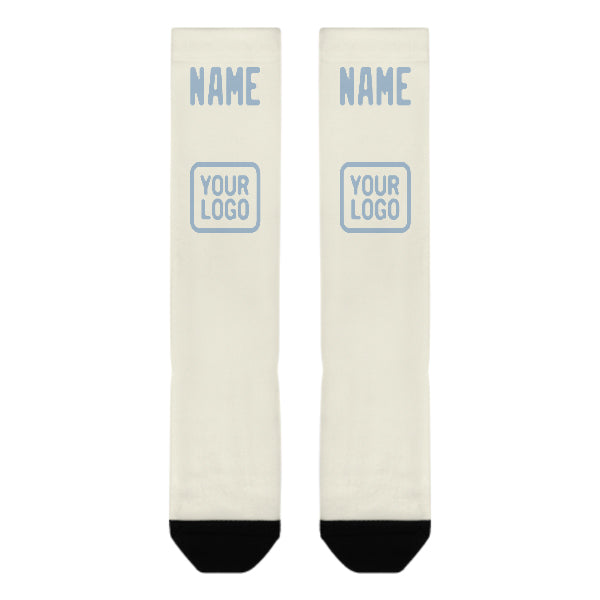 Maßgeschneidertes Beige Hellblau Kniestrümpfe