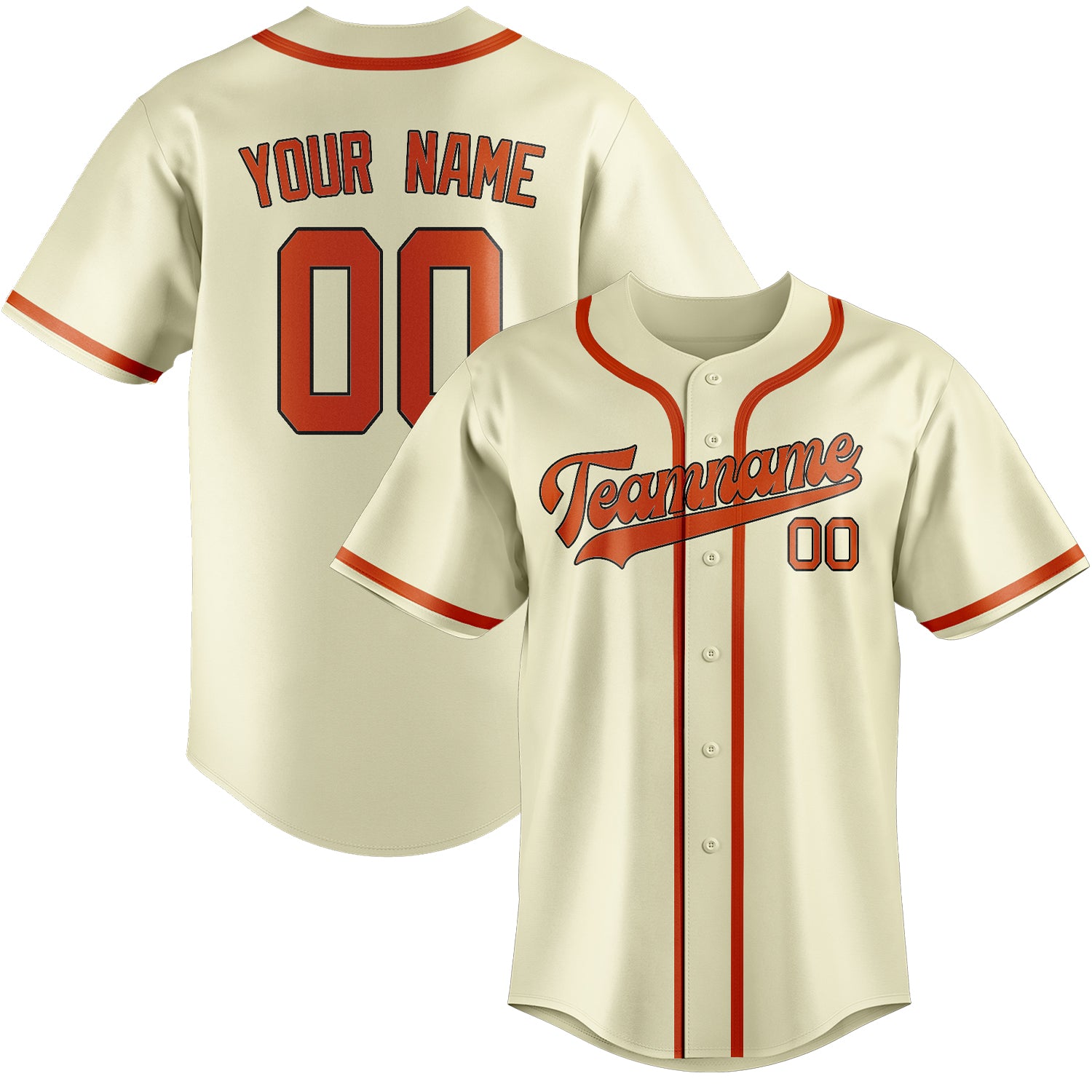 Benutzerdefiniertes Professionelles Beige Orangerot Baseballtrikot