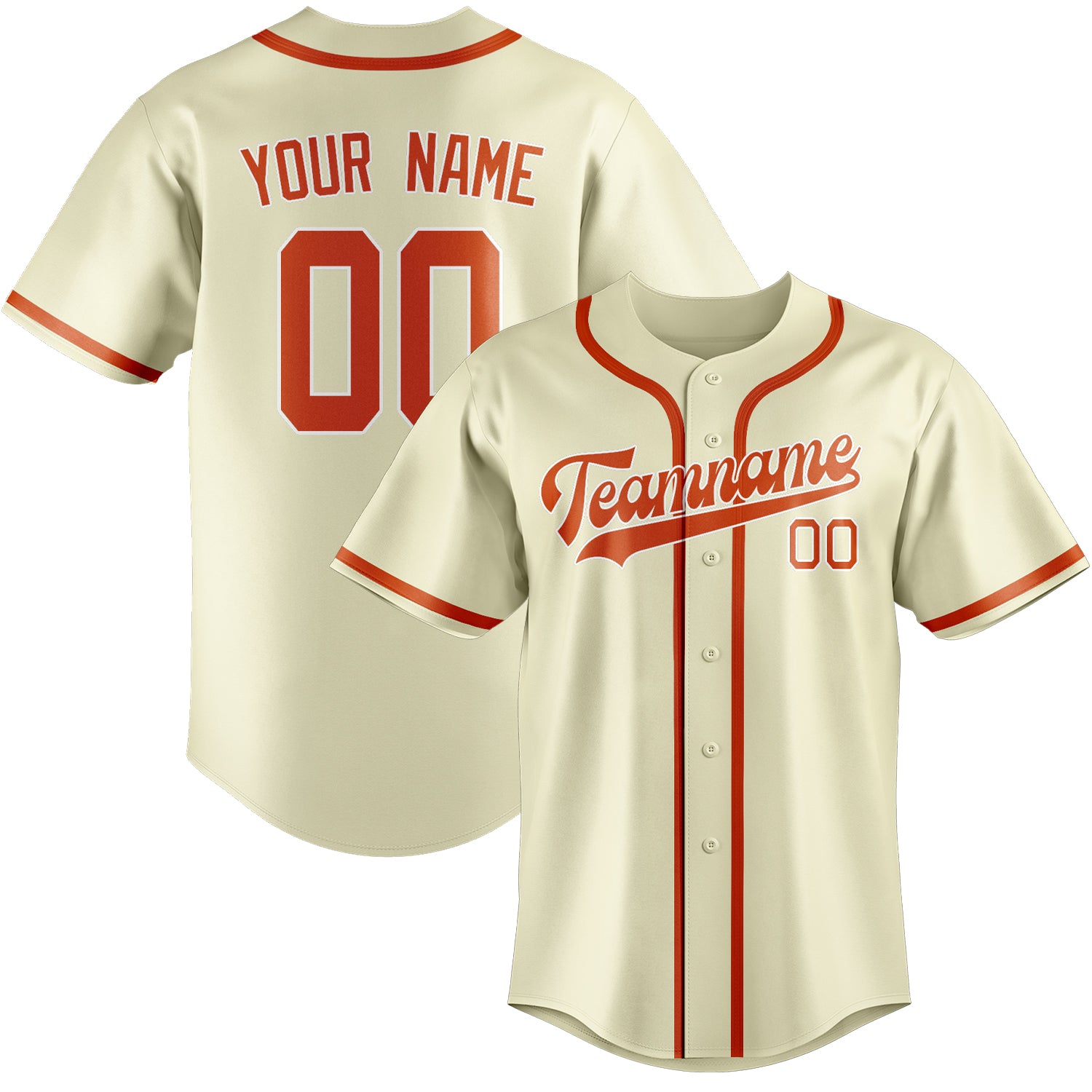 Benutzerdefiniertes Professionelles Beige Orangerot Baseballtrikot