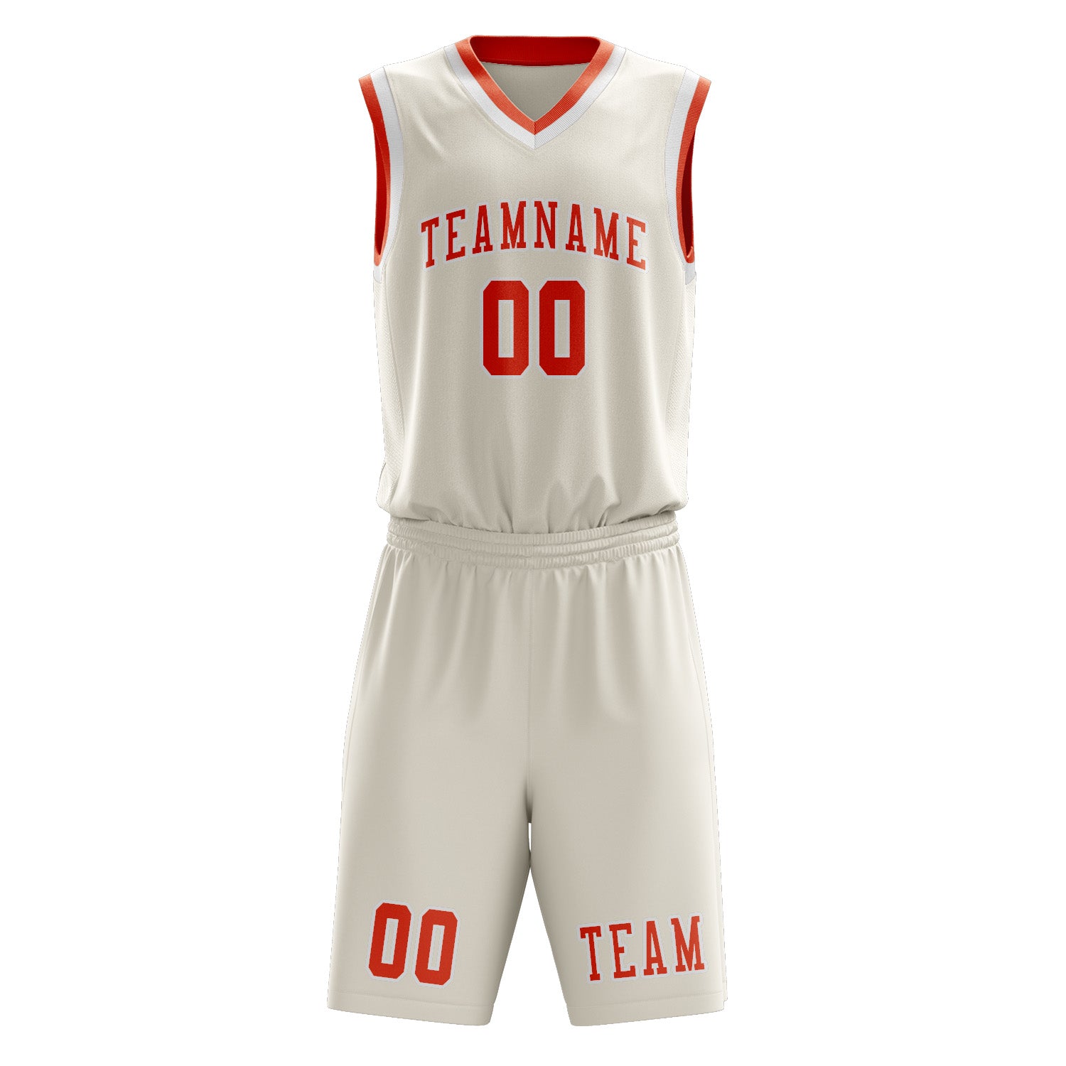Benutzerdefiniertes Professionelles Beige Orangerot Basketballtrikot-Set