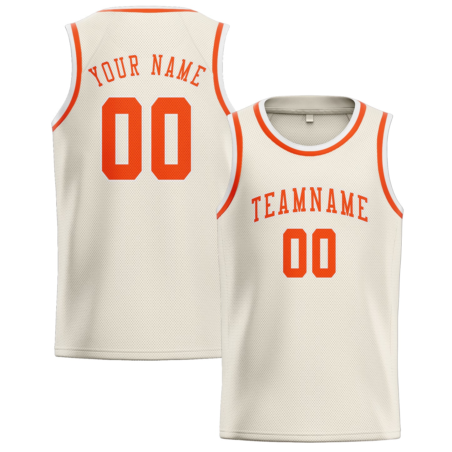 Benutzerdefiniertes Professionelles Beige Orangerot Basketballtrikot
