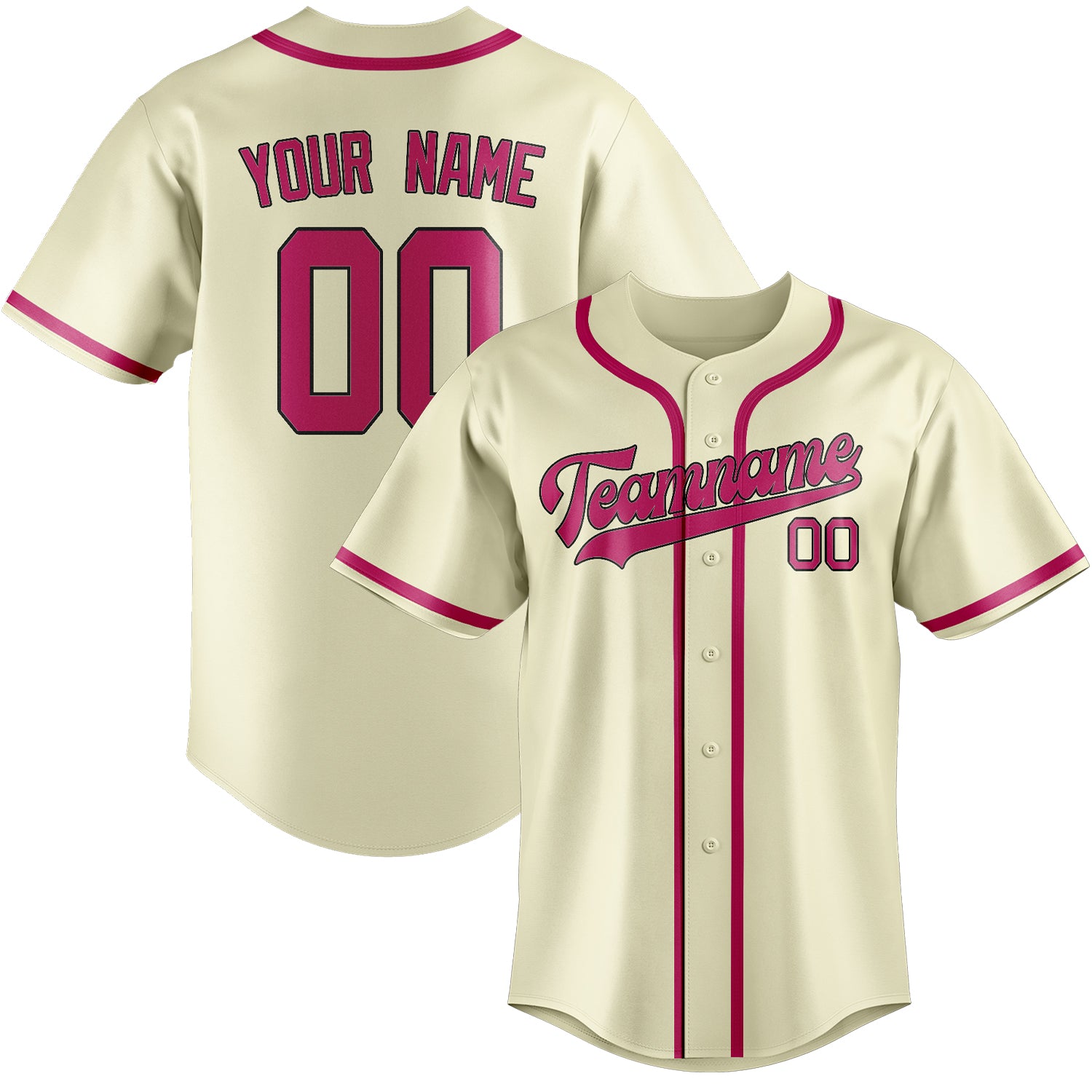 Benutzerdefiniertes Professionelles Beige Rosarot Baseballtrikot