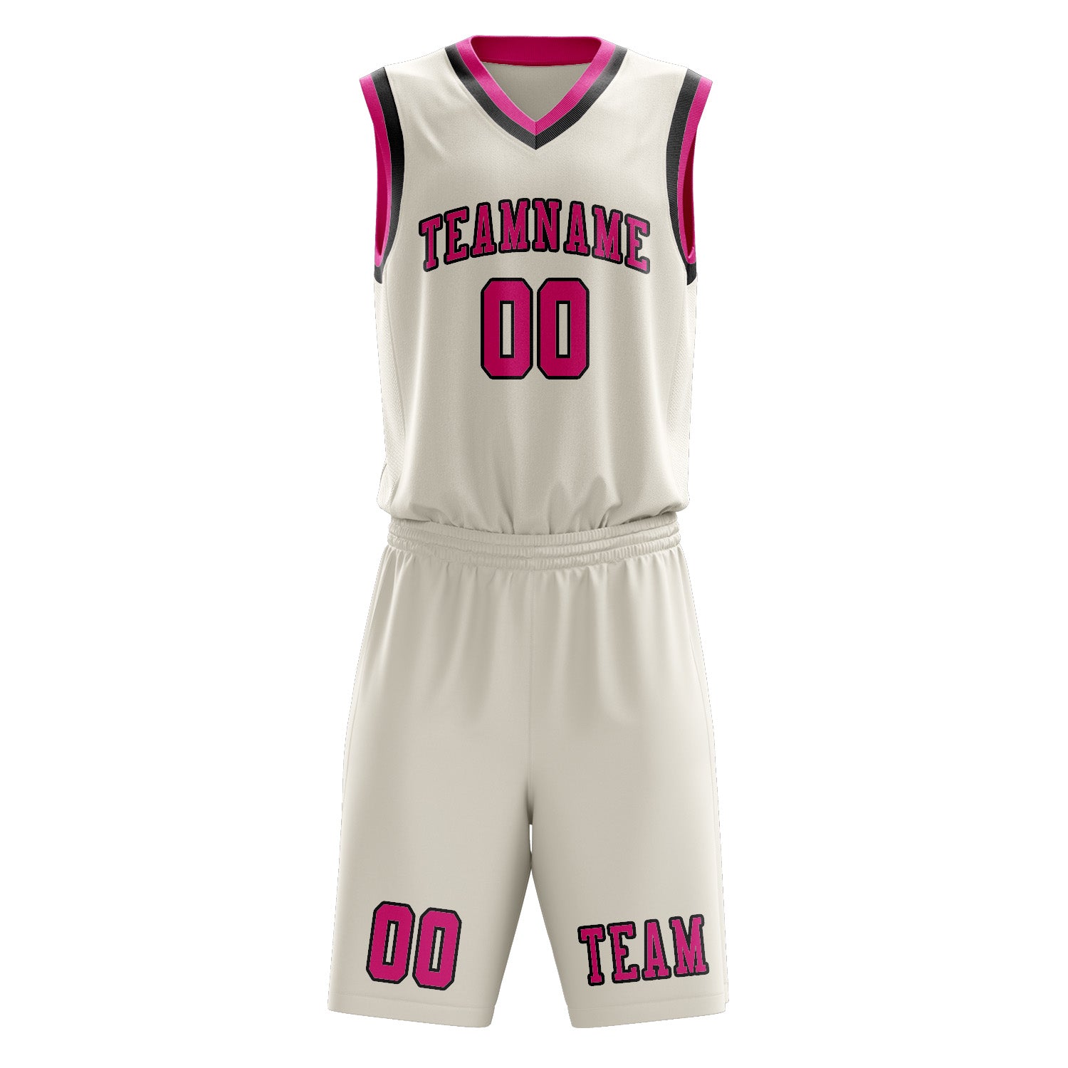 Benutzerdefiniertes Professionelles Beige Rosarot Basketballtrikot-Set