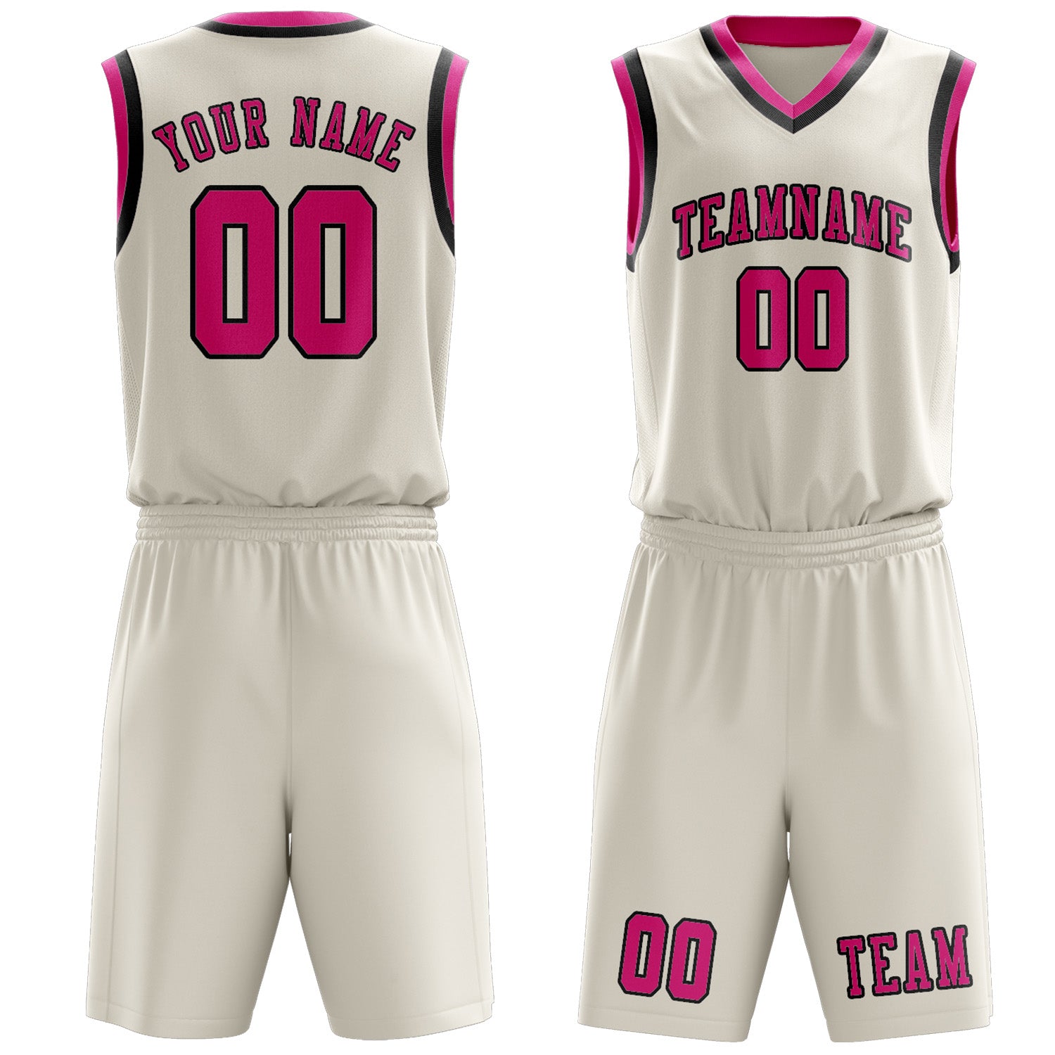 Benutzerdefiniertes Professionelles Beige Rosarot Basketballtrikot-Set