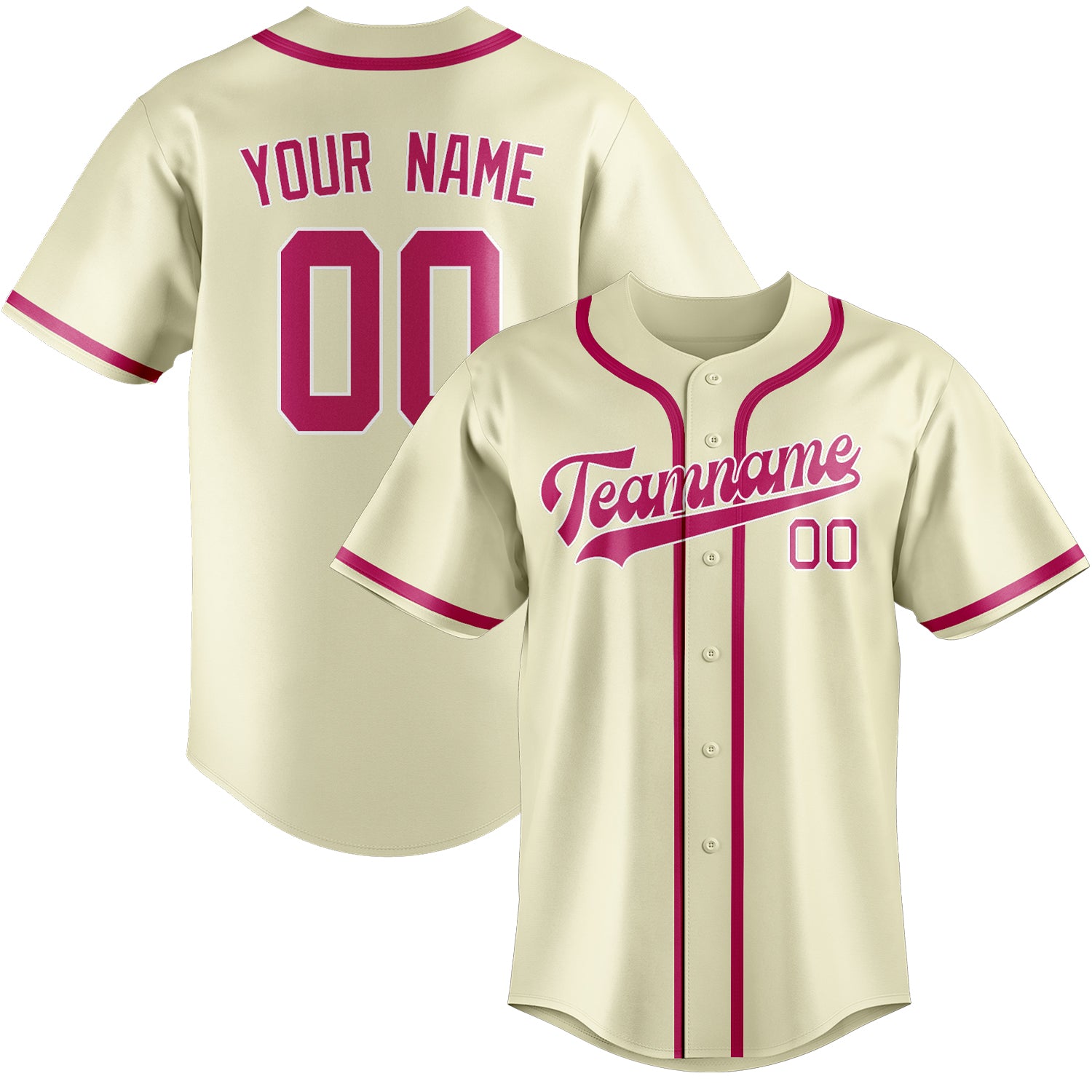 Benutzerdefiniertes Professionelles Beige Rosarot Baseballtrikot