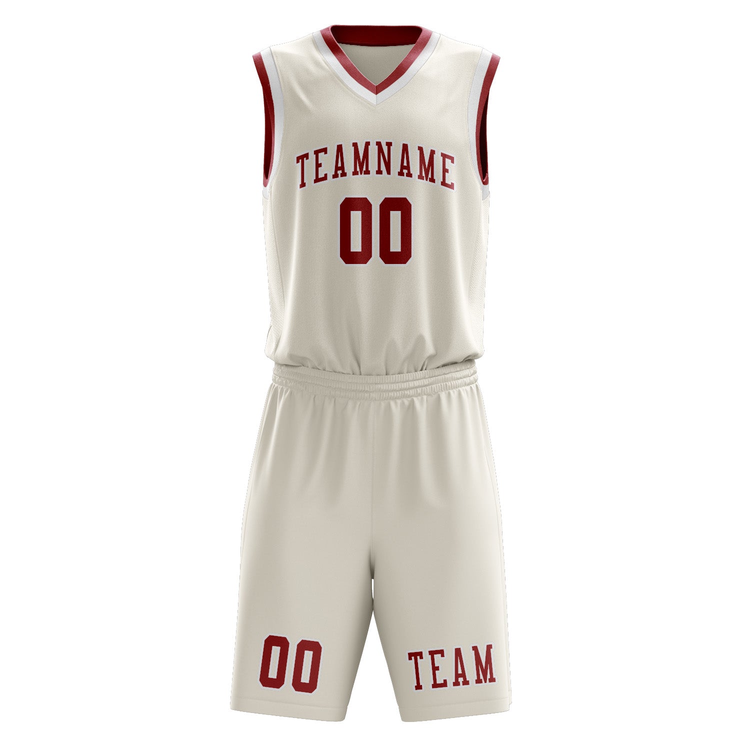 Benutzerdefiniertes Professionelles Beige Rot Basketballtrikot-Set
