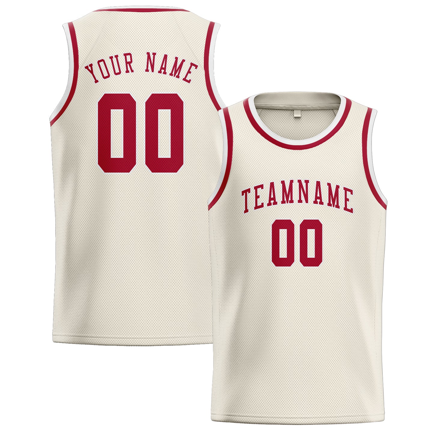 Benutzerdefiniertes Professionelles Beige Rot Basketballtrikot