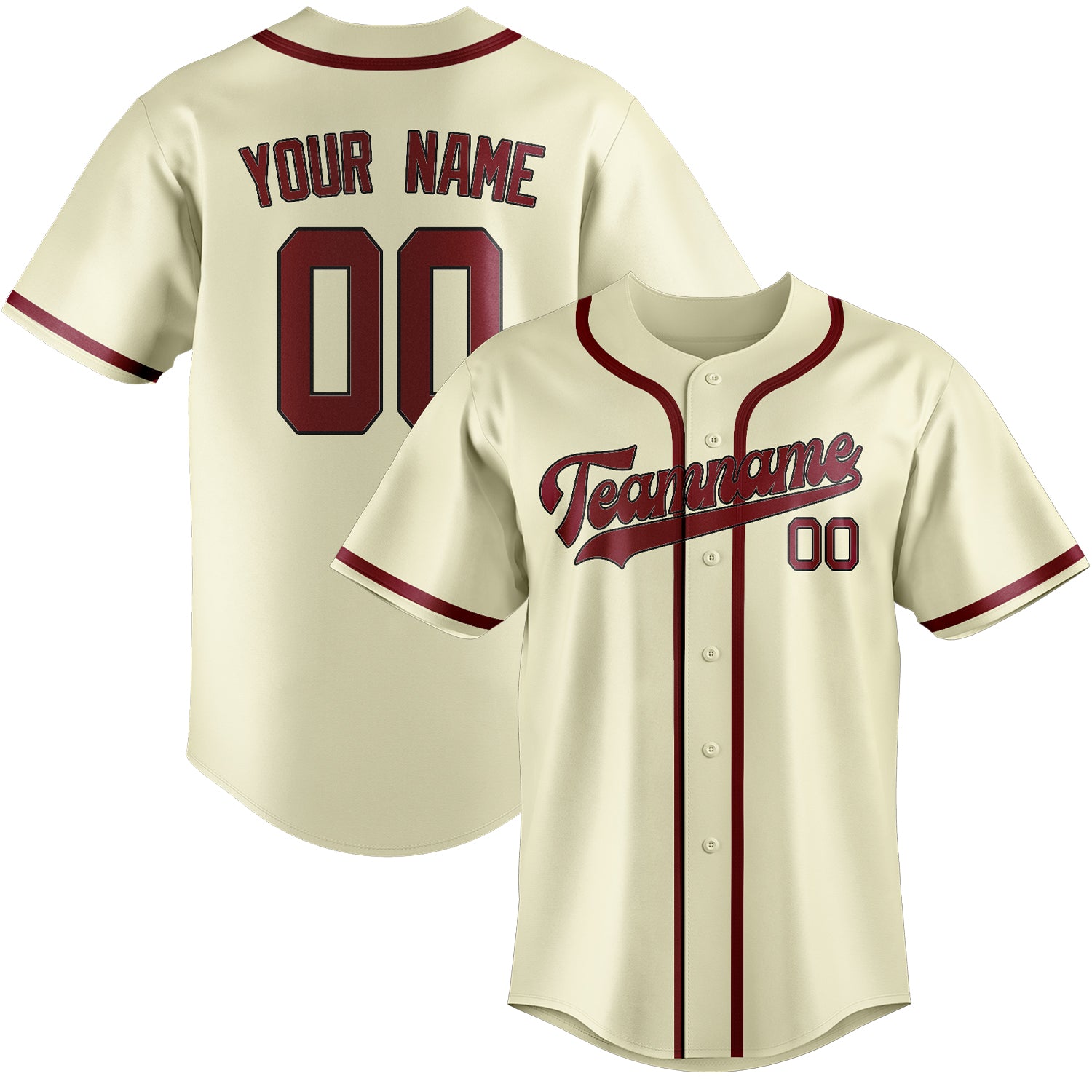 Benutzerdefiniertes Professionelles Beige Karmesinrot Baseballtrikot