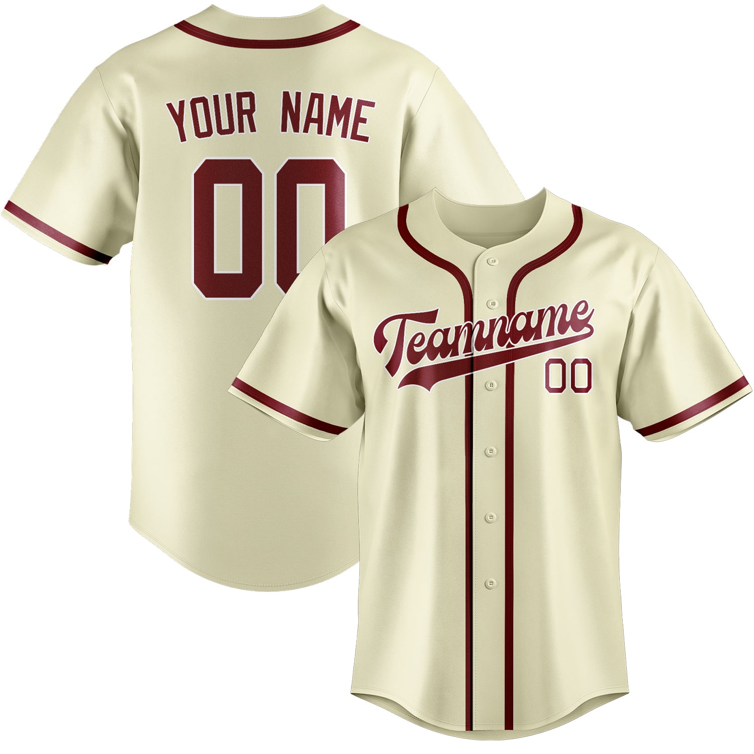 Benutzerdefiniertes Professionelles Beige Karmesinrot Baseballtrikot