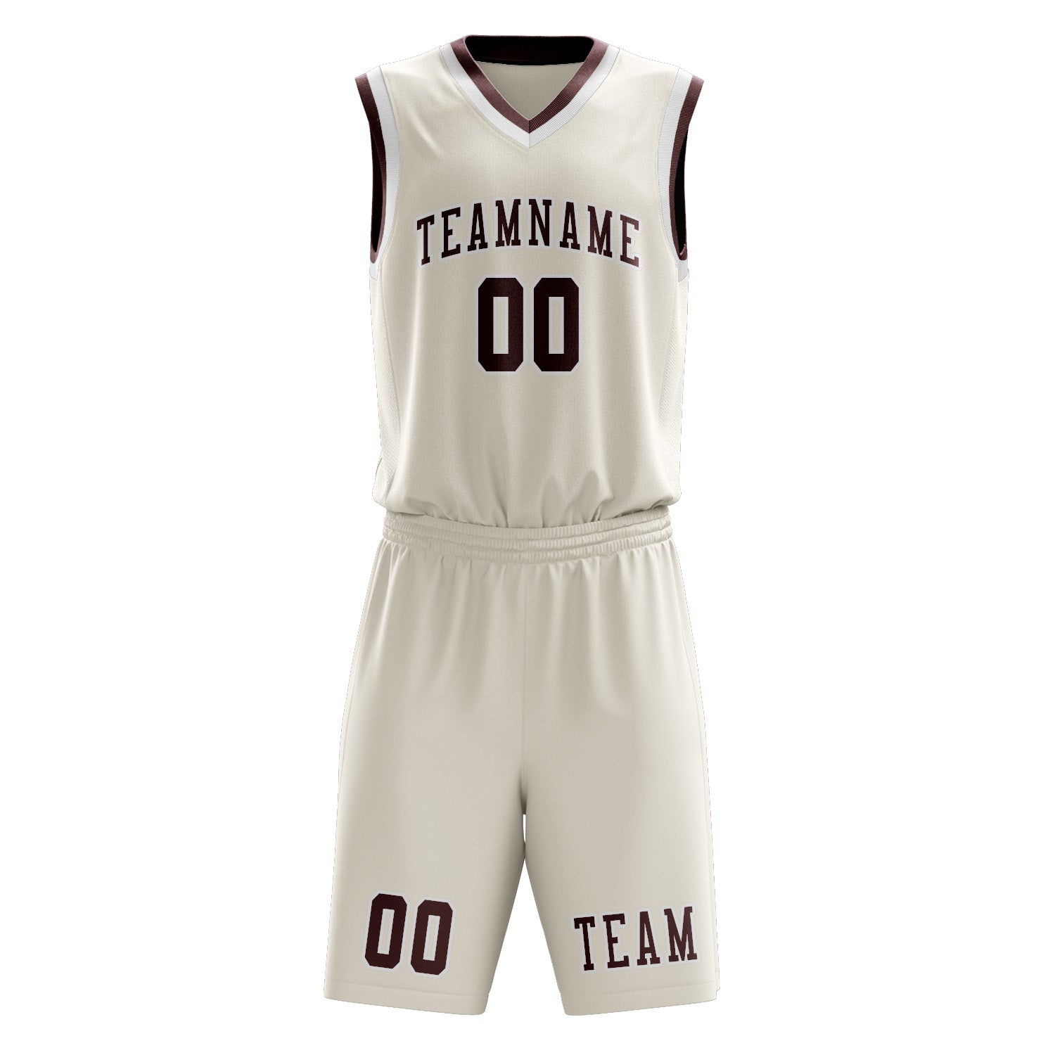 Benutzerdefiniertes Professionelles Beige Karmesinrot Basketballtrikot-Set
