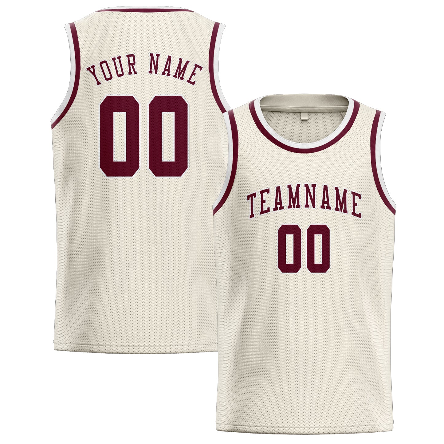 Benutzerdefiniertes Professionelles Beige Karmesinrot Basketballtrikot