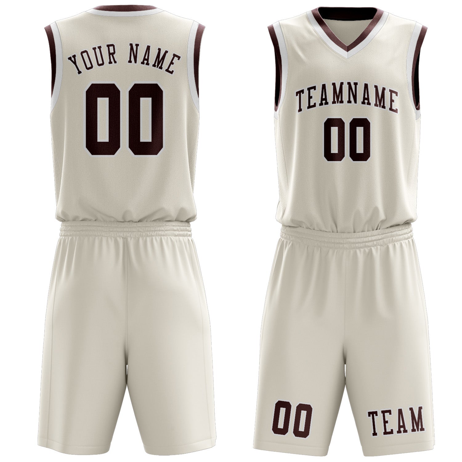 Benutzerdefiniertes Professionelles Beige Karmesinrot Basketballtrikot-Set