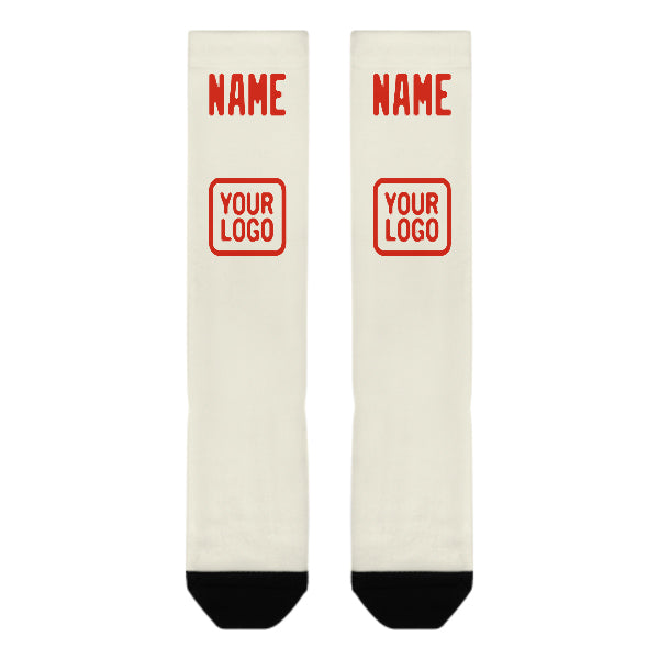 Maßgeschneidertes Beige Orangerot Kniestrümpfe