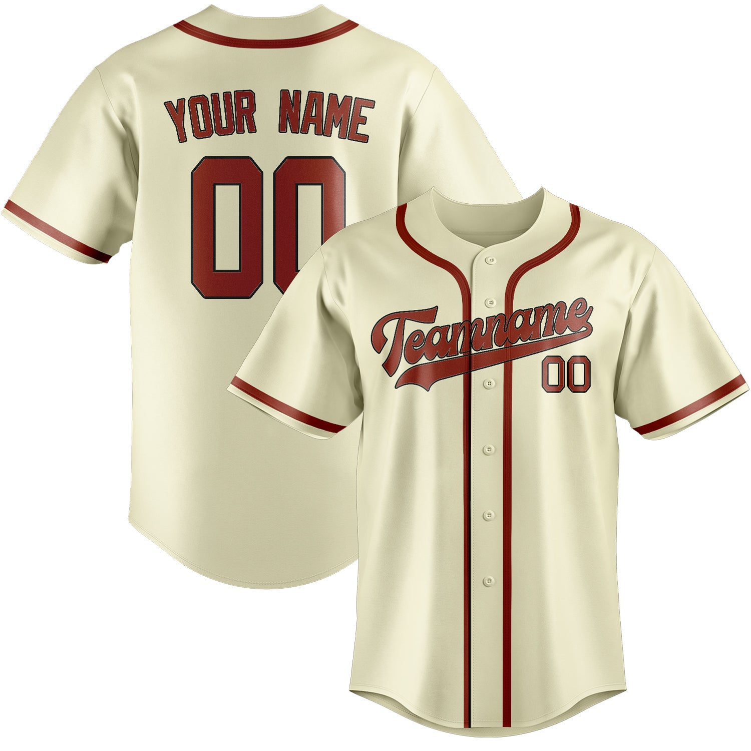 Benutzerdefiniertes Professionelles Beige Korallenrot Baseballtrikot