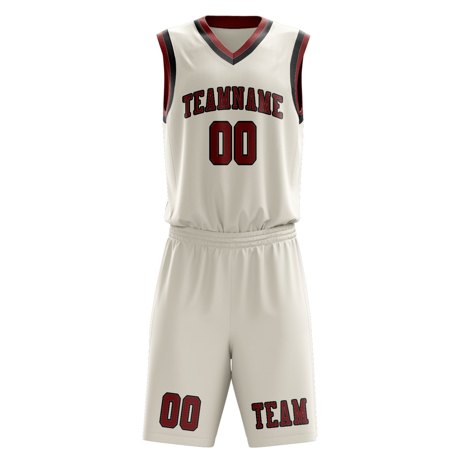 Benutzerdefiniertes Professionelles Beige Korallenrot Basketballtrikot-Set