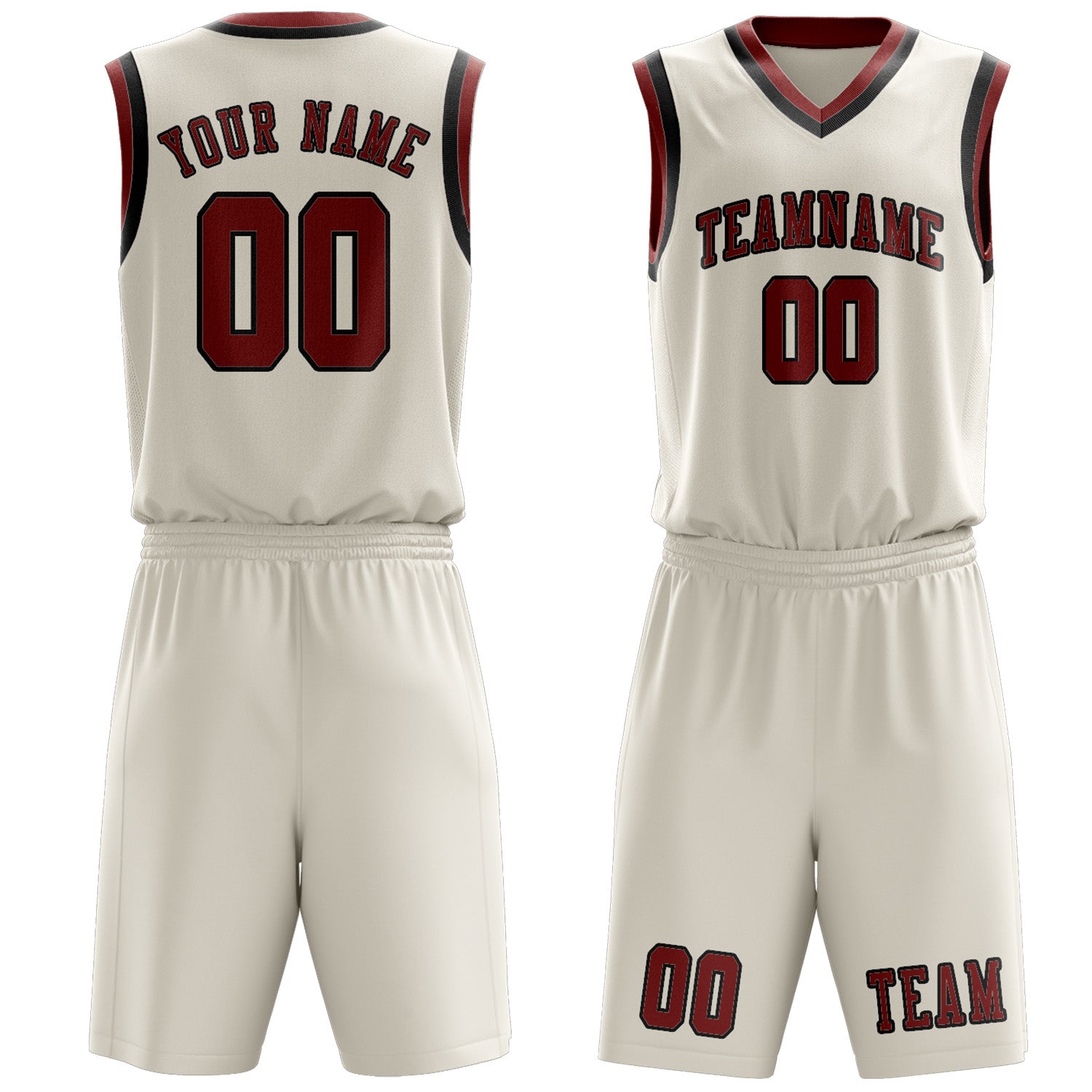 Benutzerdefiniertes Professionelles Beige Korallenrot Basketballtrikot-Set