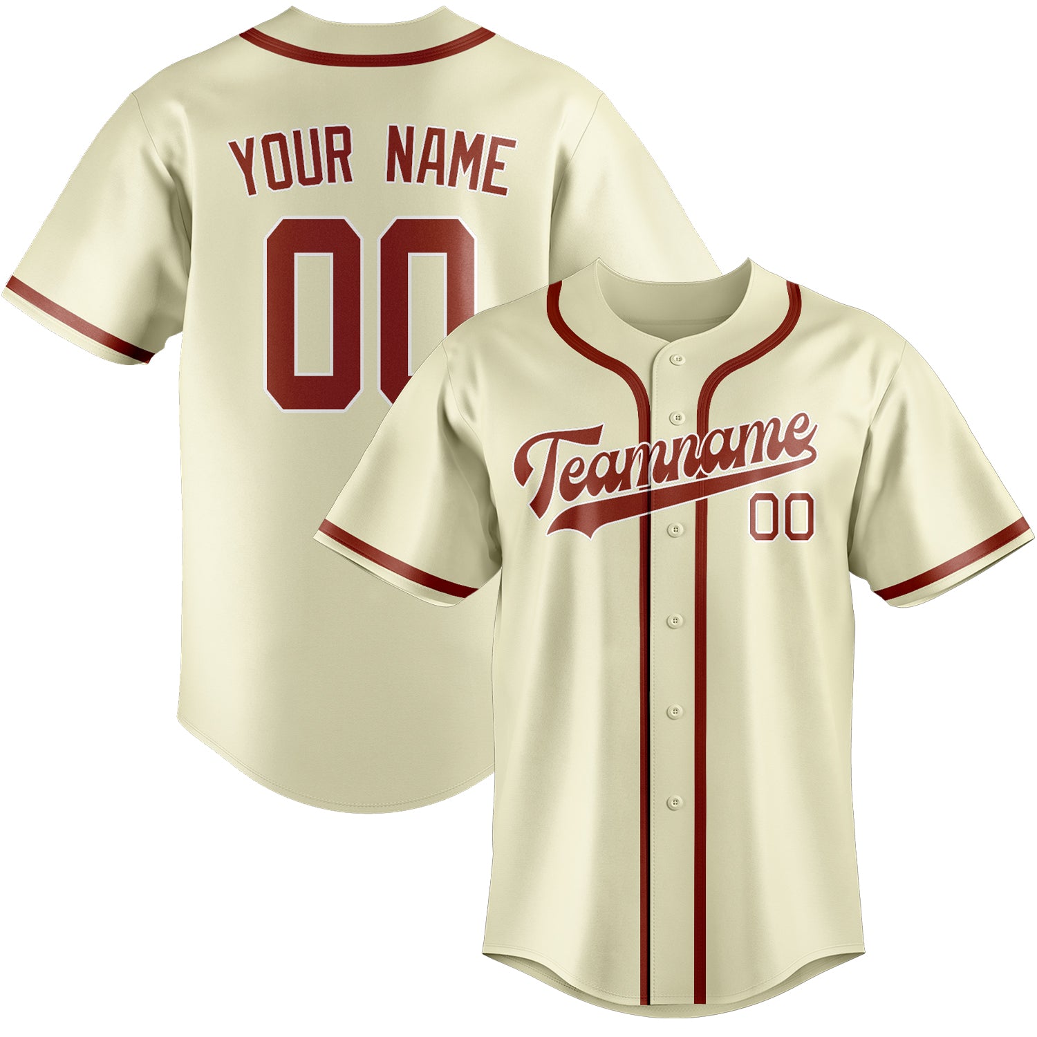 Benutzerdefiniertes Professionelles Beige Korallenrot Baseballtrikot