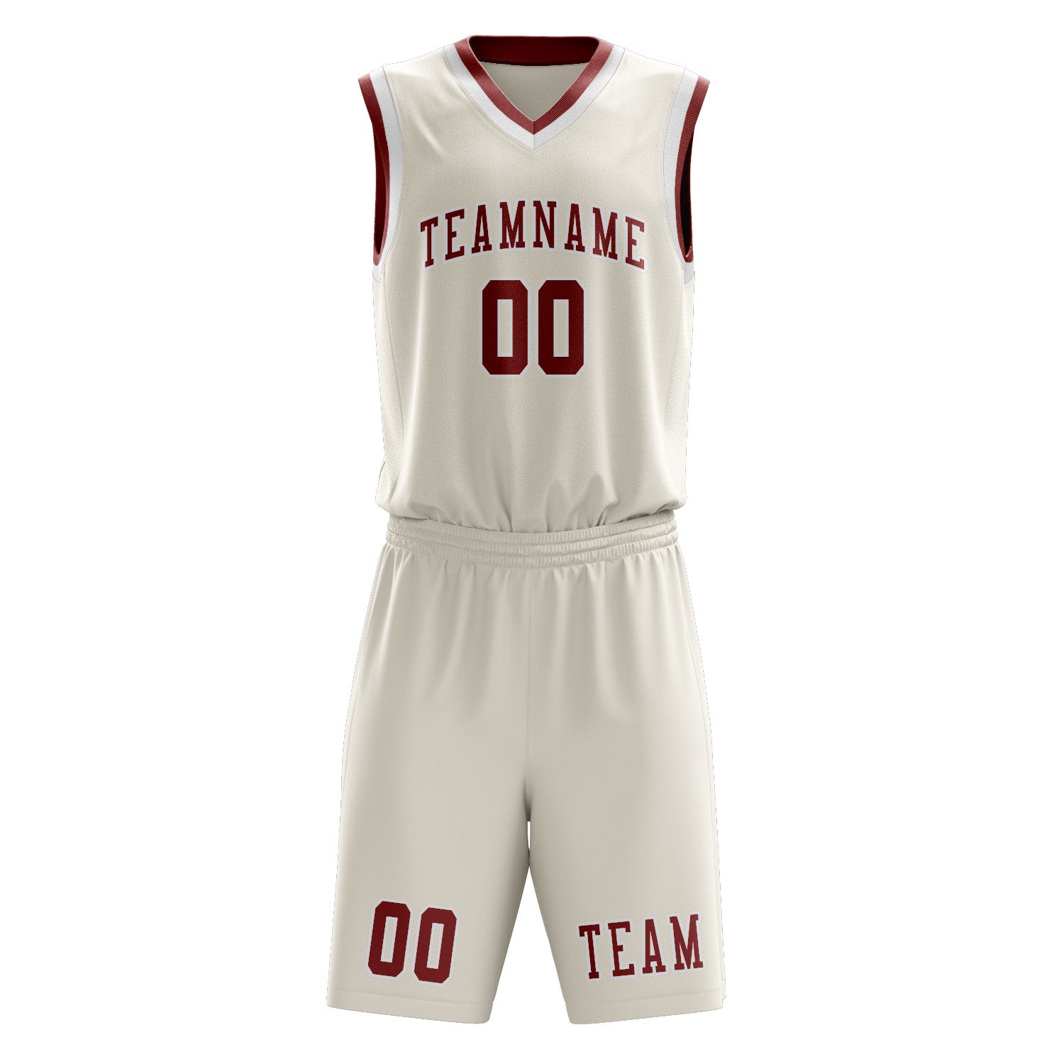 Benutzerdefiniertes Professionelles Beige Korallenrot Basketballtrikot-Set