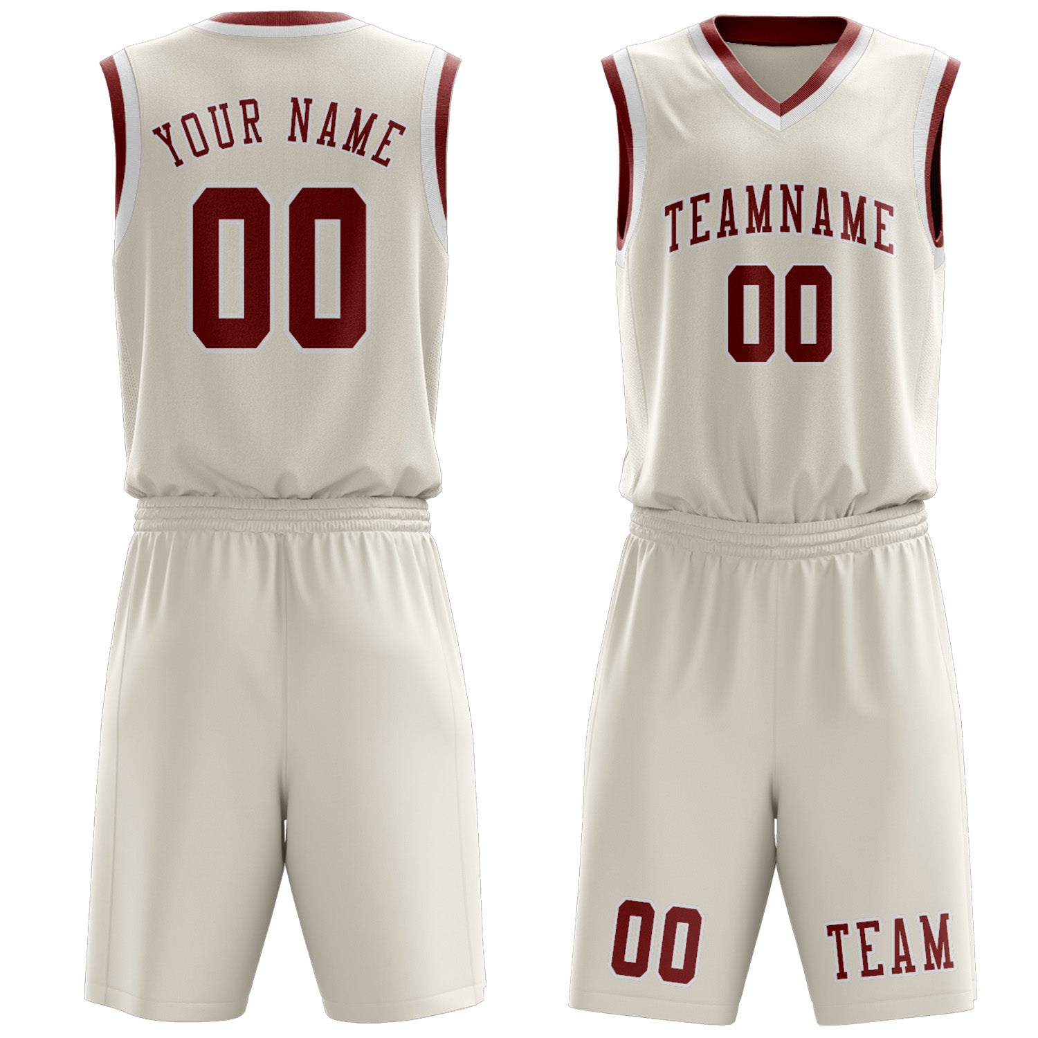 Benutzerdefiniertes Professionelles Beige Korallenrot Basketballtrikot-Set