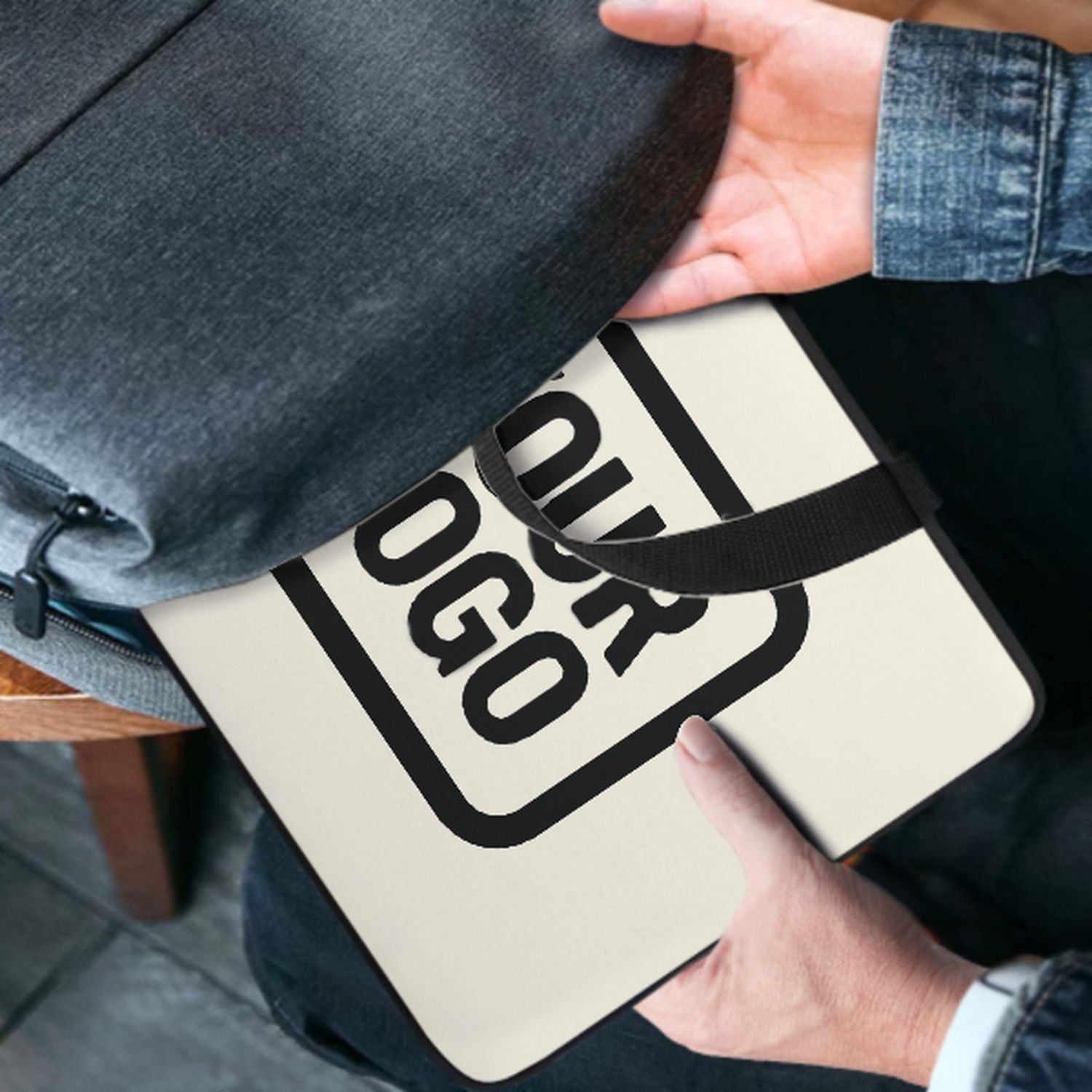 Maßgeschneidertes Beige Black Laptop Tasche