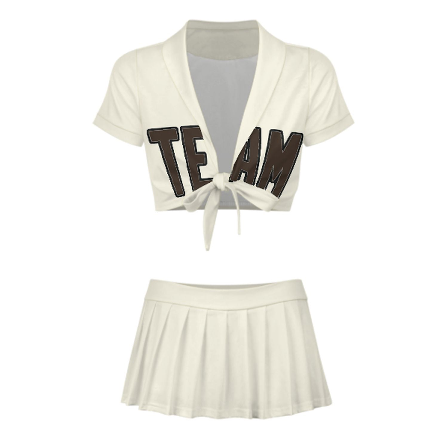 Maßgeschneidertes Beige Braun Cheerleader Outfit Set