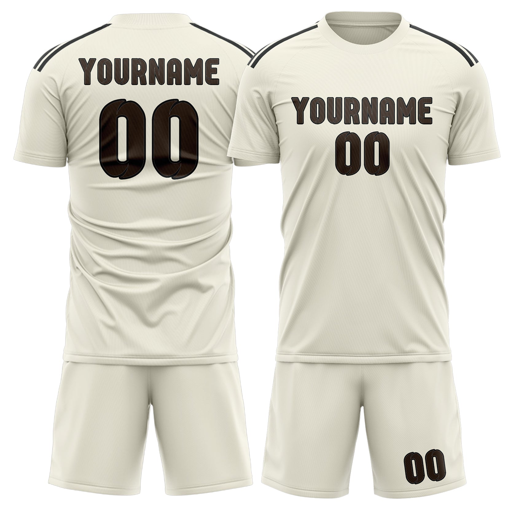 Maßgeschneidertes Professionelles Beige Braun Fußballtrikot-Set