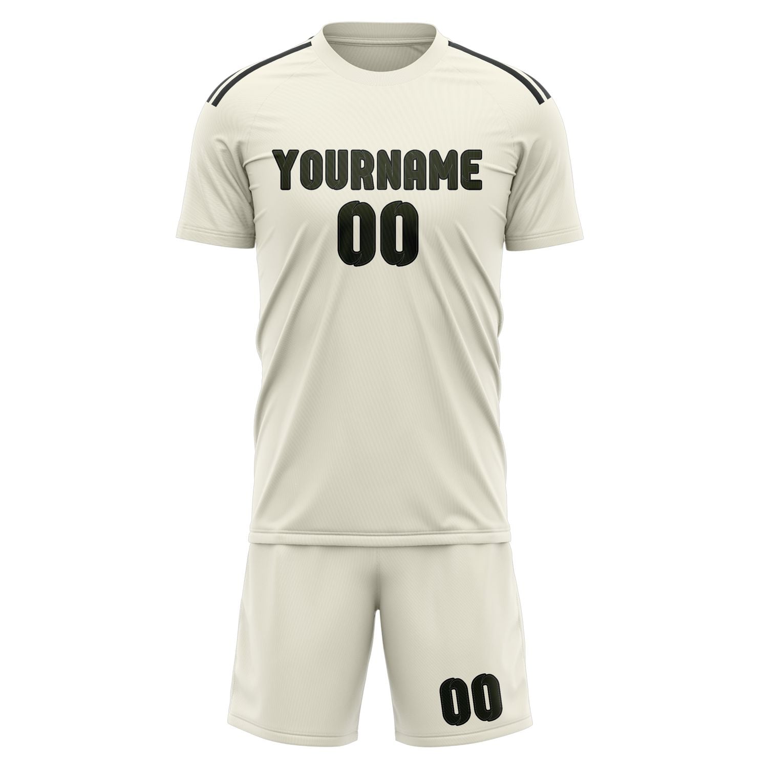 Maßgeschneidertes Professionelles Beige Dunkles Oliv Fußballtrikot-Set