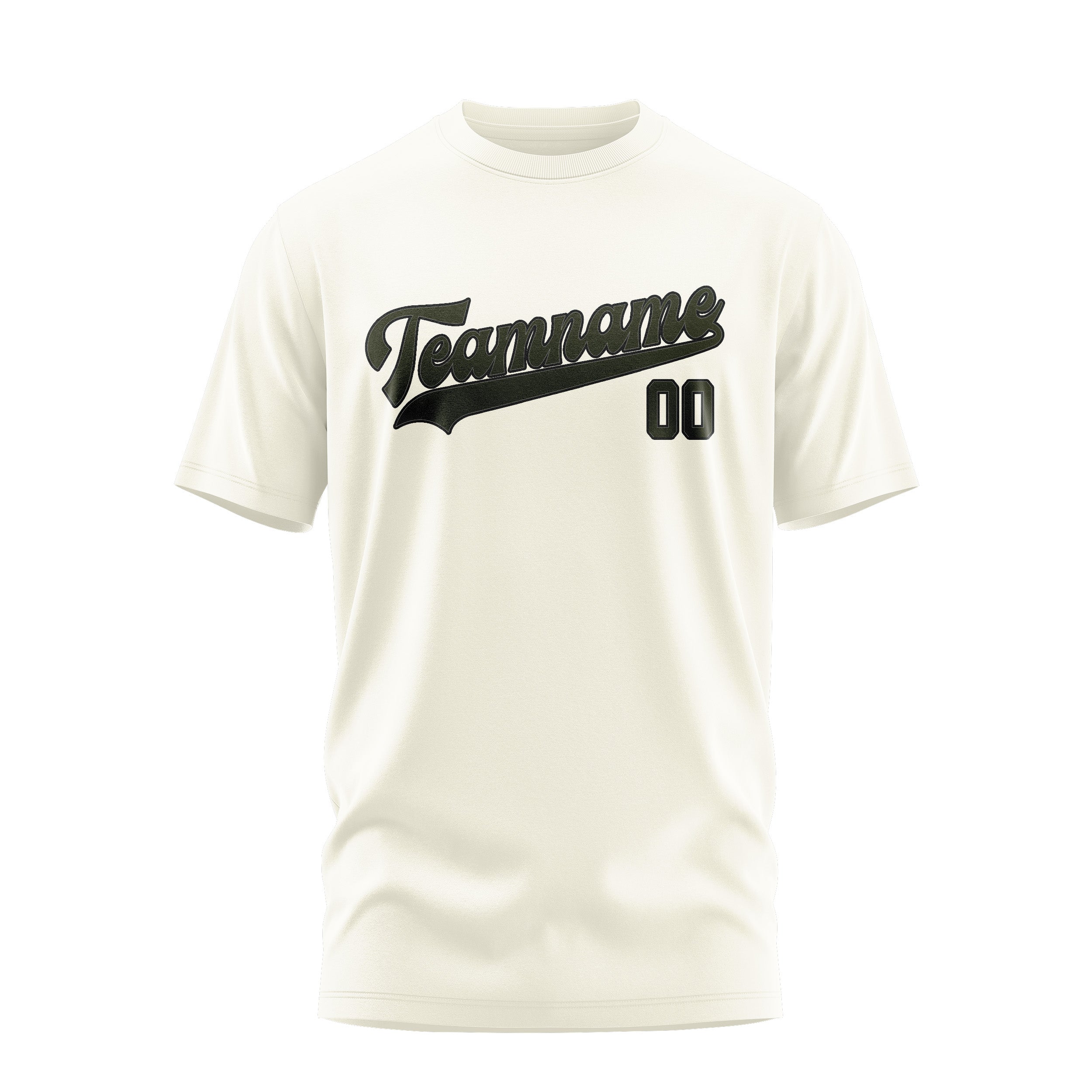Maßgeschneidertes Beige Dunkles Oliv T-Shirt