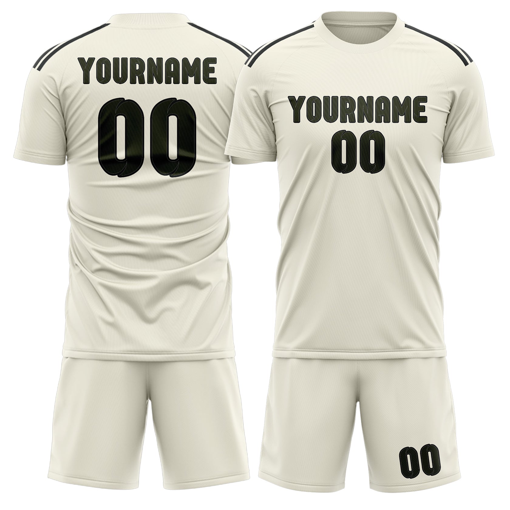 Maßgeschneidertes Professionelles Beige Dunkles Oliv Fußballtrikot-Set