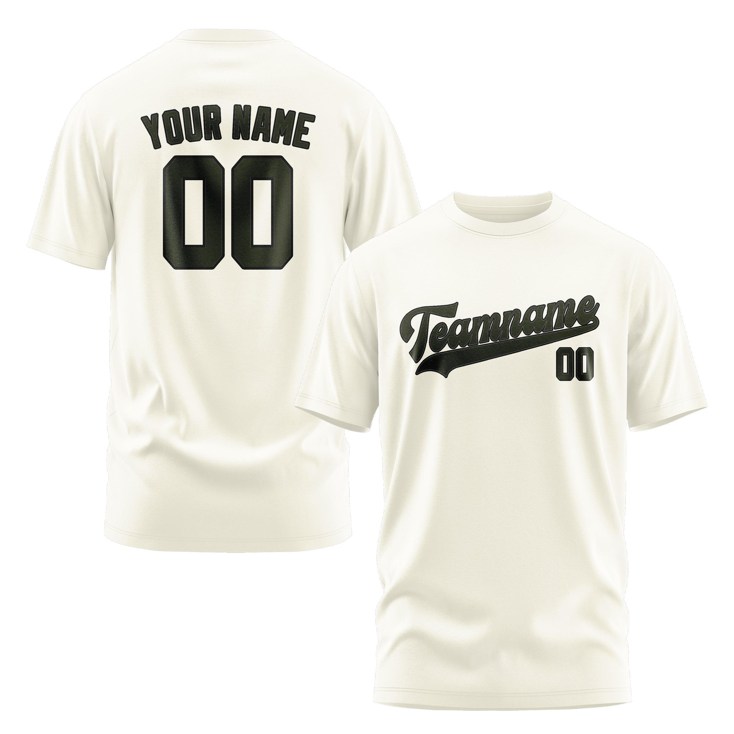 Maßgeschneidertes Beige Dunkles Oliv T-Shirt